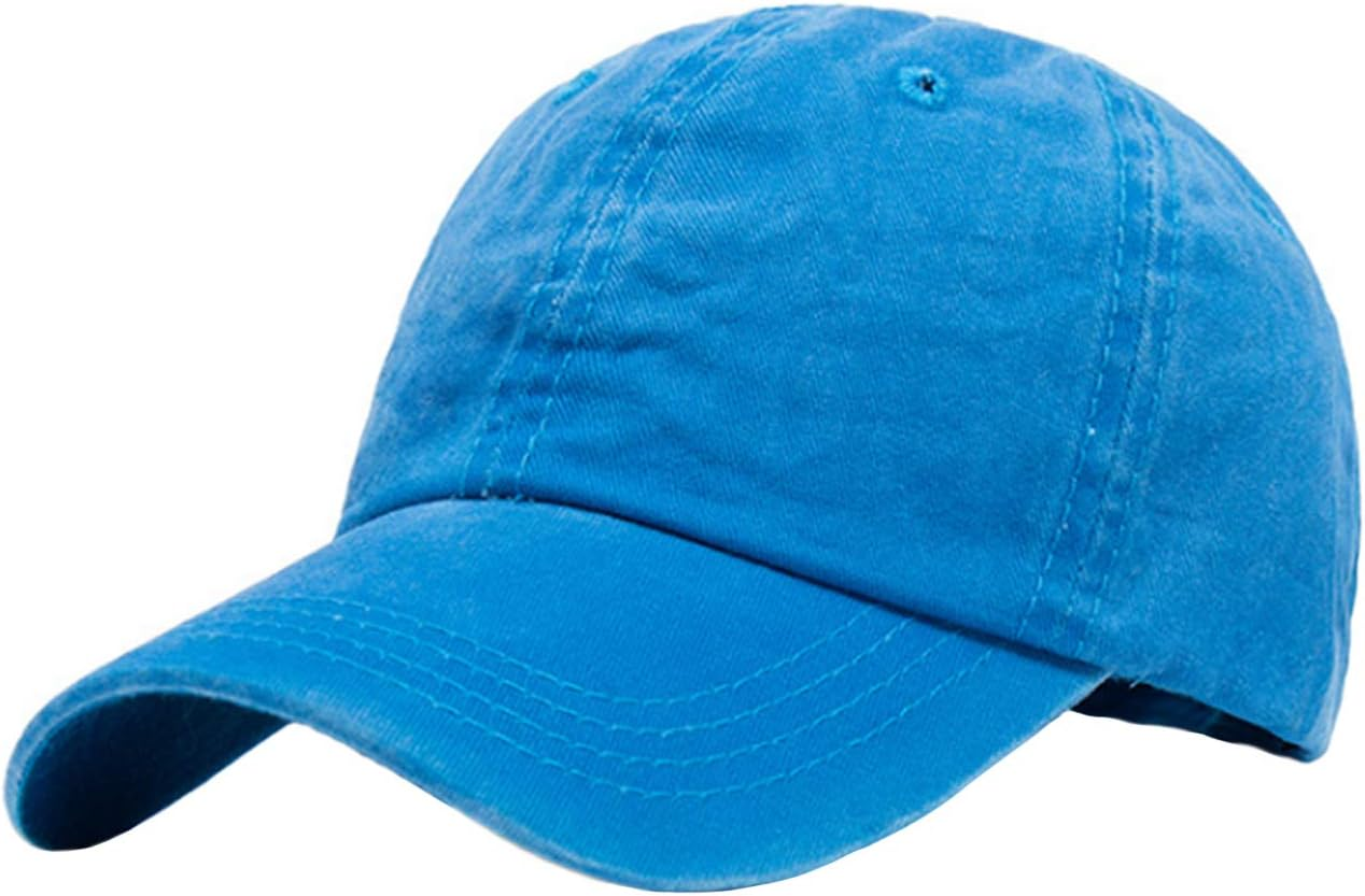 Letuwj Men'S Unisex 100% Cotton Solid Twill Washed Adjustable Baseball Cap
