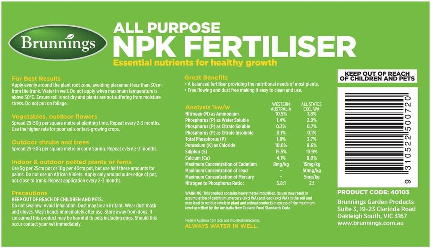 Brunnings All Purpose NPK Fertiliser 3 Kg image number 4