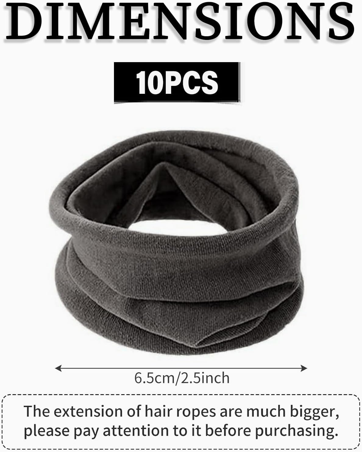 WUNZILO Pack of 10 Hair Bands for Women Girls Large Elastic Strong Hair Bobbles Seamless Cotton Holder Ties Stretching Ponytail Hair Pompoms for Thick Heavy Curly Hair, Multicoloured image number 2