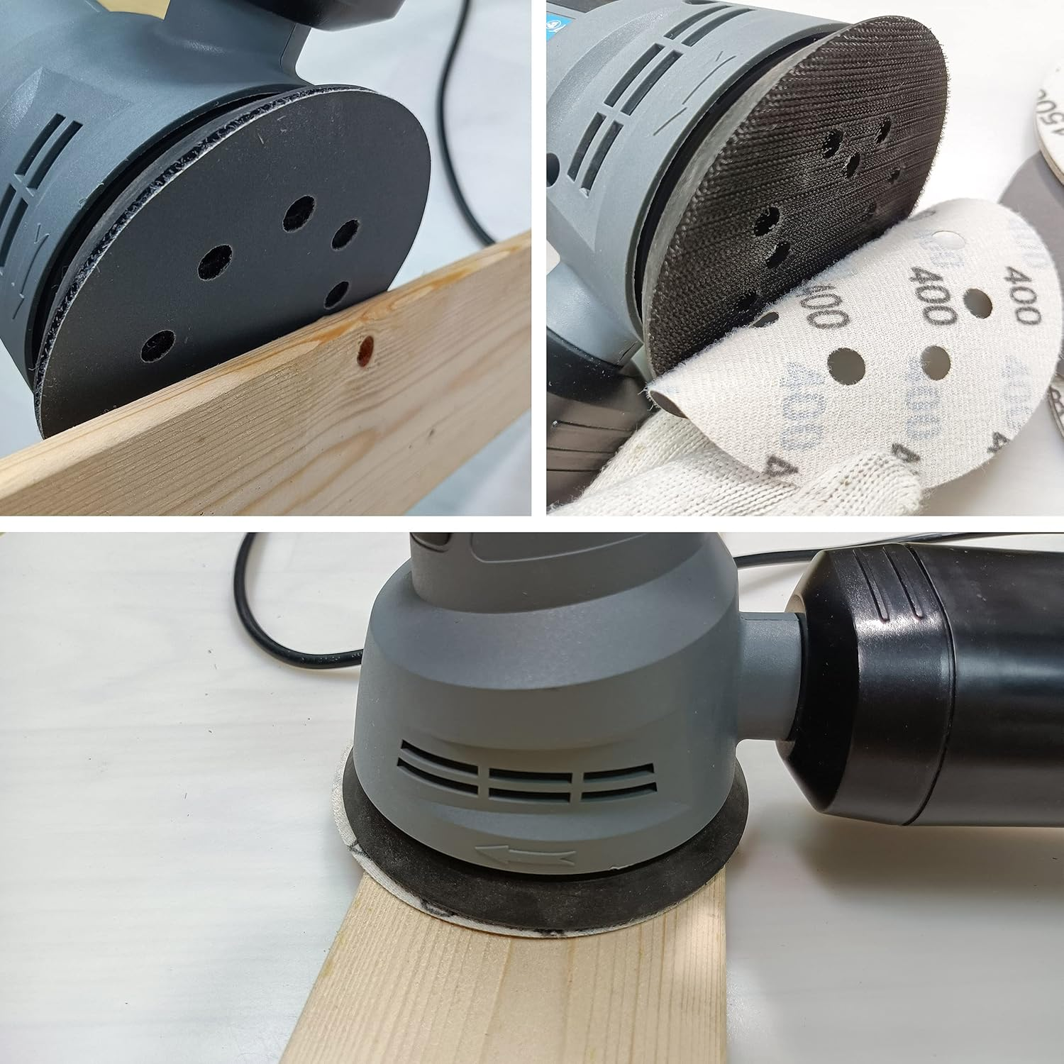 Piowio 50 Pcs 5 Inch 8 Holes Sanding Discs 120 180 240 320 400 600 800 1200 1500 2000 Compatible for Random Orbital Sander (#120 - #2000 Each Grit 5 Pcs Black) image number 2