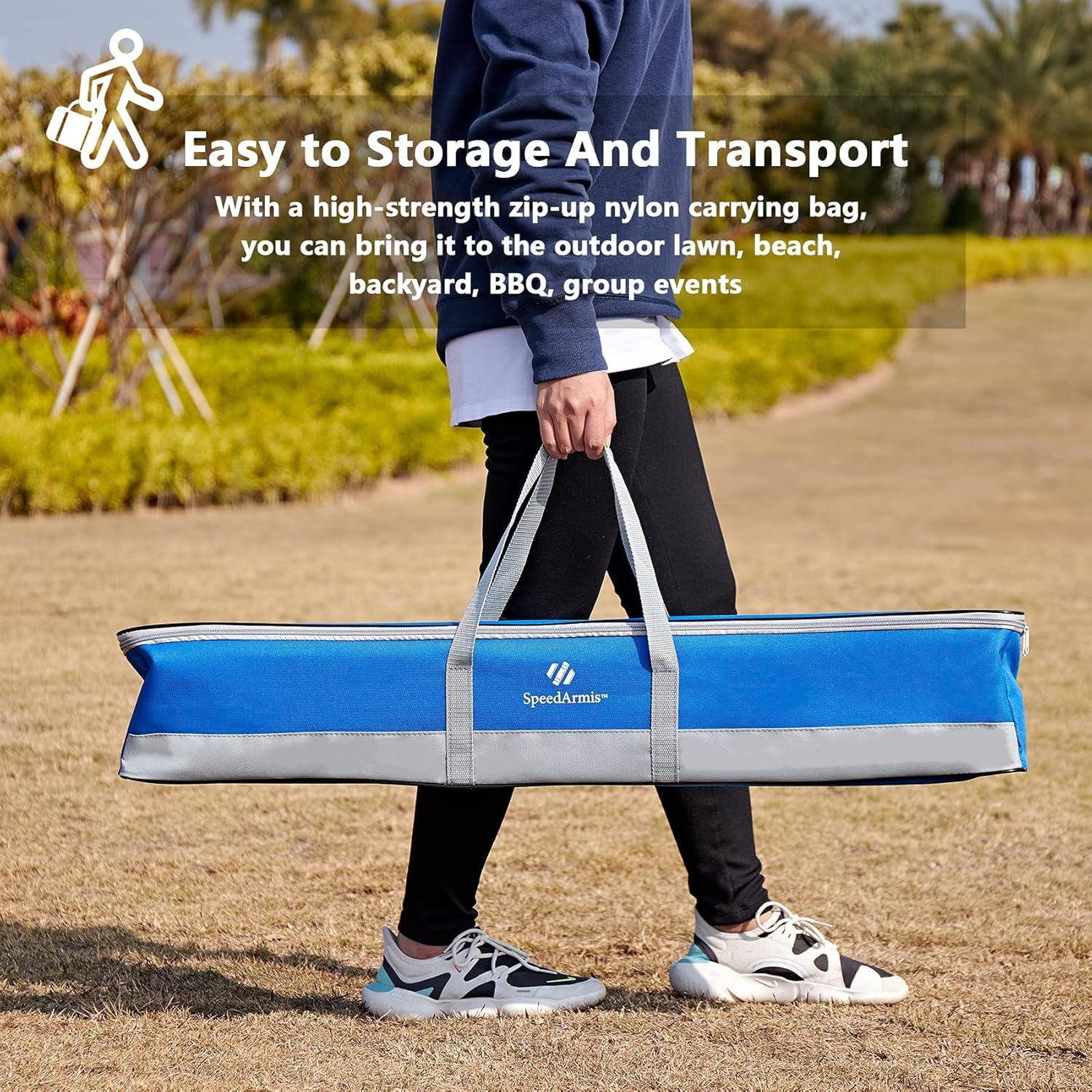 Speedarmis 8 Players Croquet Set with 32In Regulation | 28In Standard Size Rubber Wood Mallets, Colored PE Ball, Wickets, 21In End Stakes - Lawn Backyard Game Set for Teens/Adults/Family image number 3