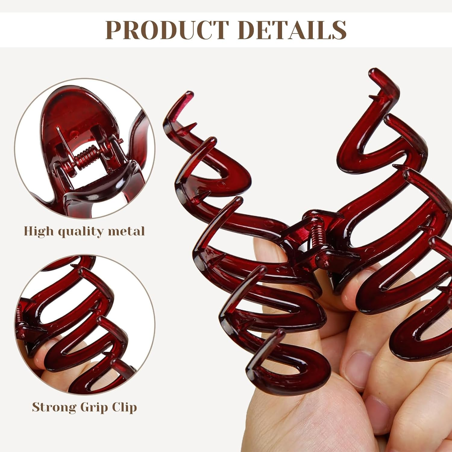 Calkkrer Pack of 4 Wave Hair Clips for Women, Large Duck Beak Hair Clips, Flat and Non-Slip, Hair Accessories for Thick Hair, Cute Hair Clips image number 1