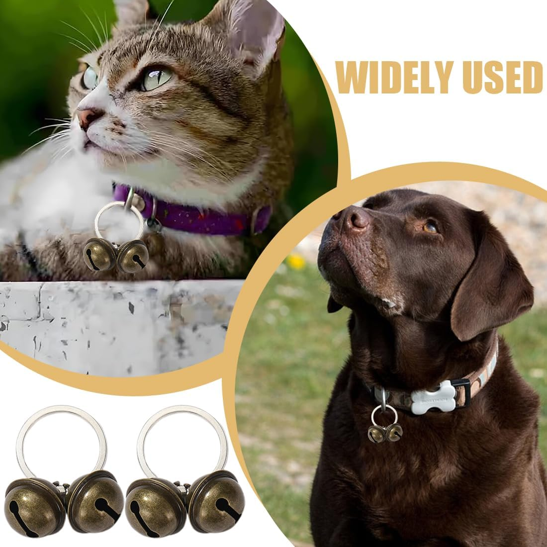 WUSJCOF 2 Sets Pet Tracker Bells for Cats and Dogs, Dog Bells for Collar Tracker, Bell Collar Pendant Bells for Training image number 4