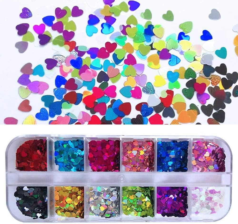 8 Boxes Holographic Nail Glitter Sequins round Leaf Star Heart Nail Art Glitter Flake for Nails Decorations image number 1