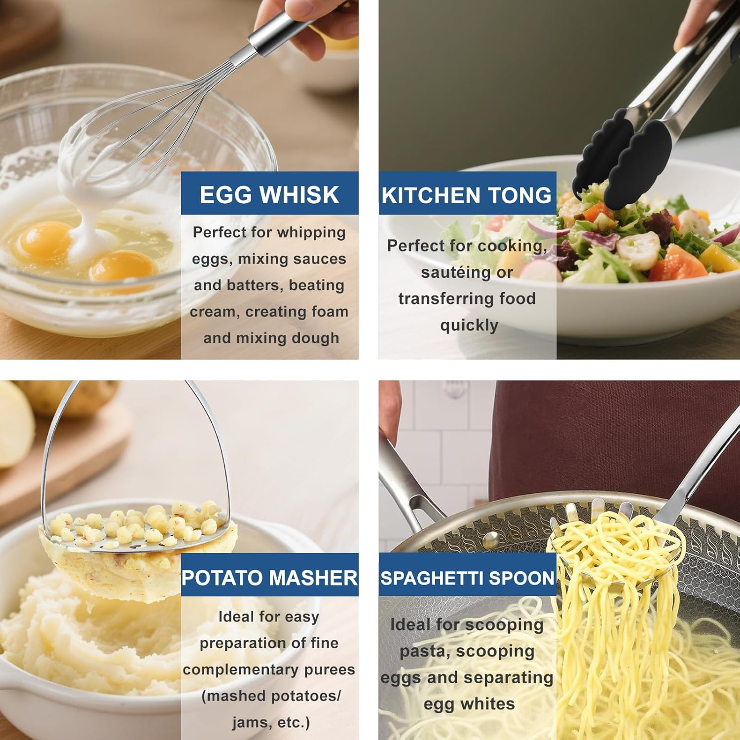 BEWOS 9 Piece Stainless Steel Kitchen Utensil Set - Cooking Utensils Set with Spatula and Utensil Holder, Heat Resistant & Dishwasher Safe, Non-Stick Friendly Kitchen Tools & Gadgets image number 2