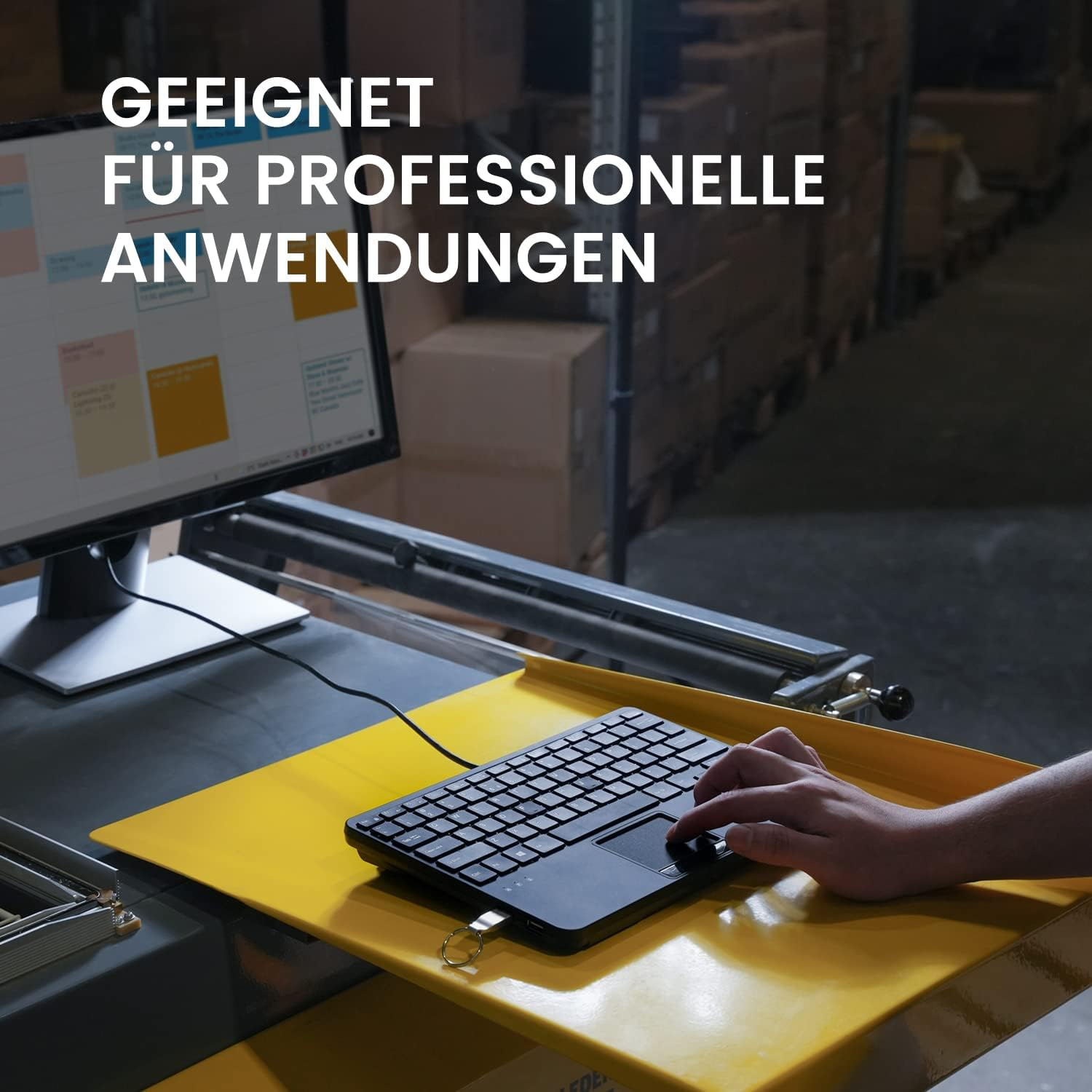 Perixx PERIBOARD-525 DE, Wired Mini USB Keyboard with Touchpad, X Type Scissor Buttons, 28.4 X 18.2 X 2.8 Cm, 2 X Integrated USB Hubs, German Layout - Wired Trackball image number 3