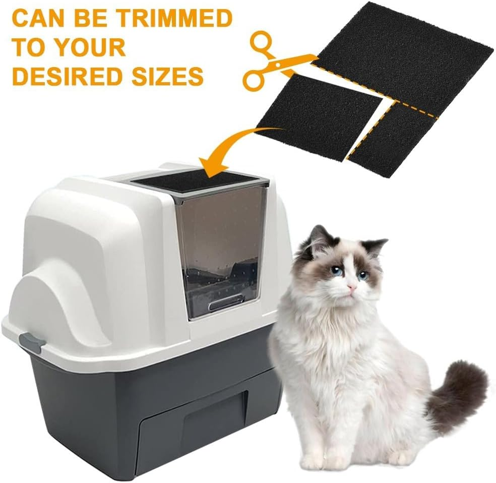 Mioyoow Pack of 6 Cat Litter Tray Activated Carbon Filter, Highly Absorbent, Replacement Filter with Lifting Lid for Fully Closed Cat Litter Tray image number 3
