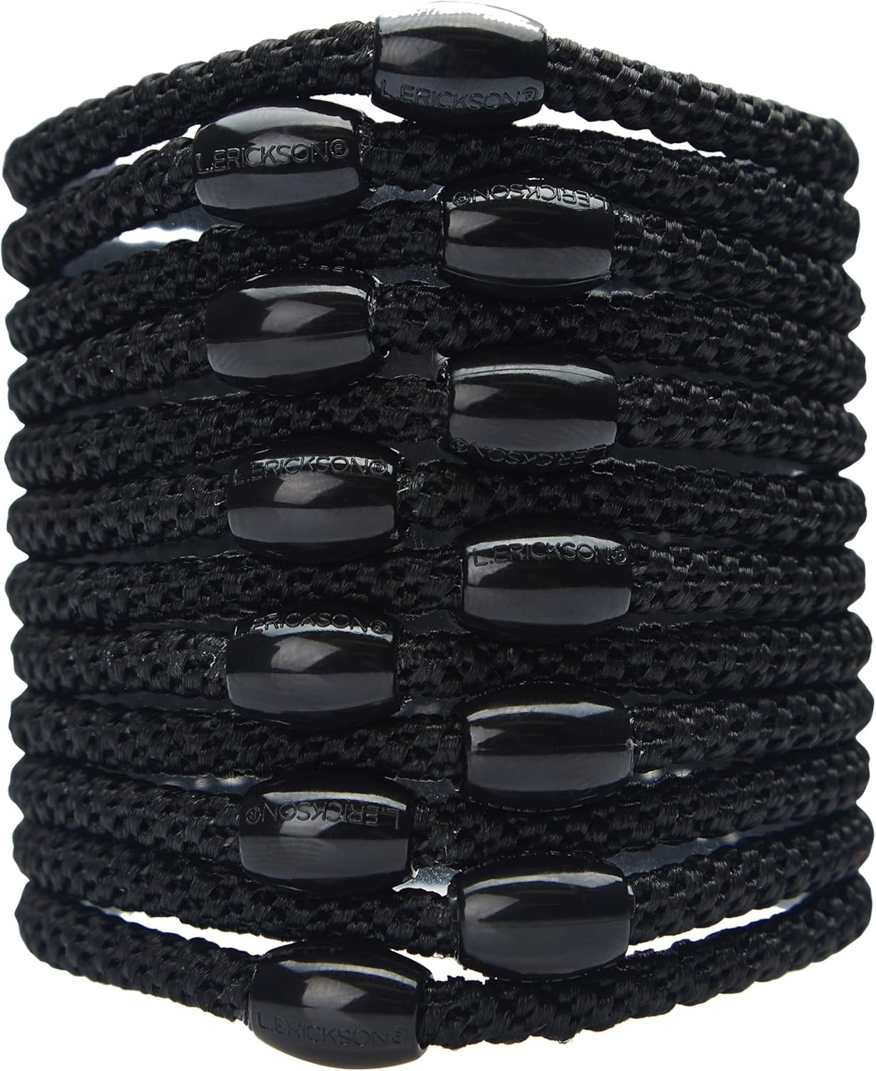 L. Erickson Grab & Go Ponytail Holder, Black, Set of Twelve - Exceptionally Secure with Gentle Hold