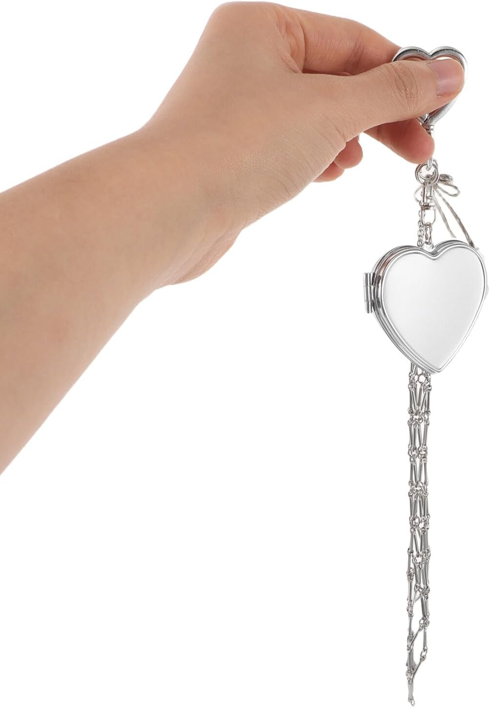 PLAFOPE Stainless Steel Lipstick Holder Keychain with Mirror Compact Lip Balm Storage Stylish Handbag Pendant for Women Purse Organizer Key Fob Accessory image number 6