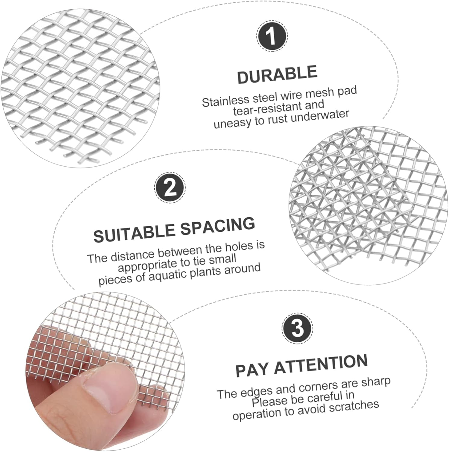 Mobestech 8Pcs Stainless Steel Wire Mesh Pad Grass Plant Fixed Net Moss Met Aquarium Fixed Mesh Pad Aquatic Plants Meet image number 2