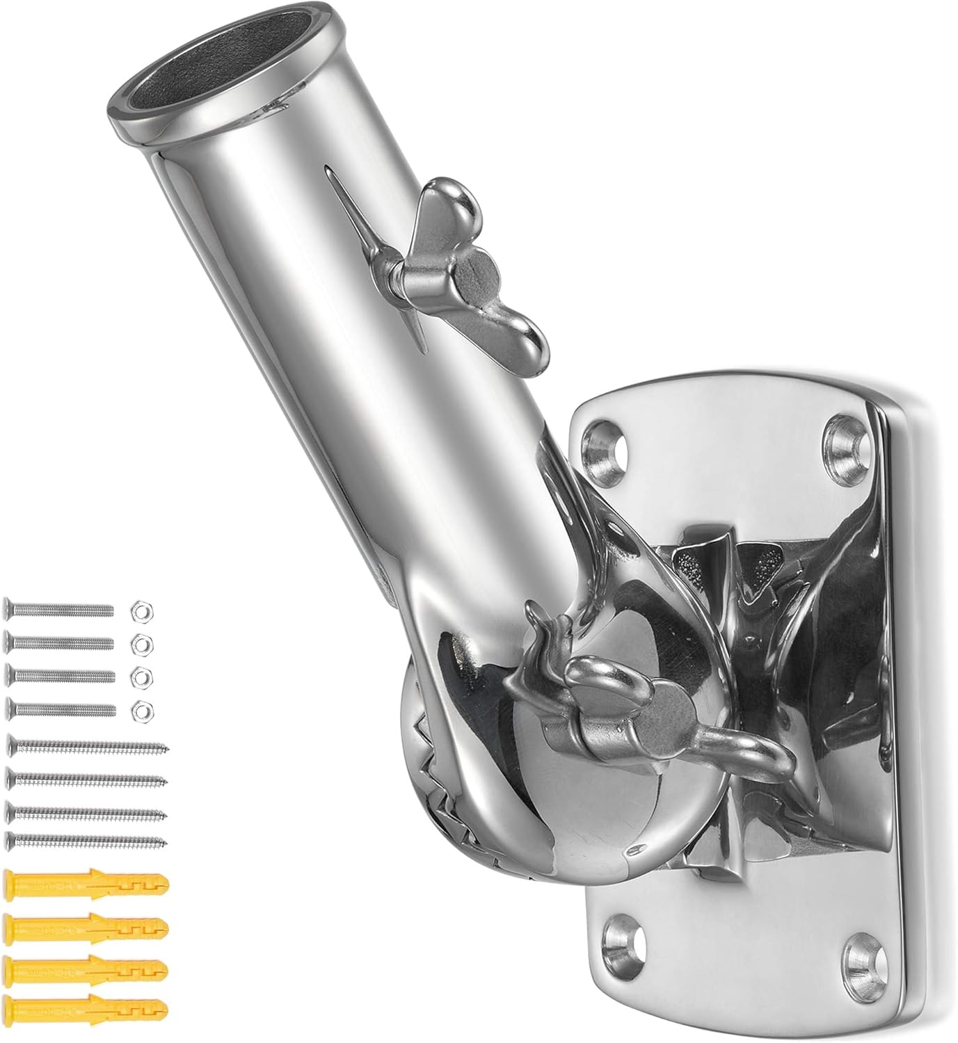Flag Pole Bracket, Flag Pole Holder - 316 Marine Grade Stainless Steel, Heavy Duty for 1Inch Flag Pole Mount
