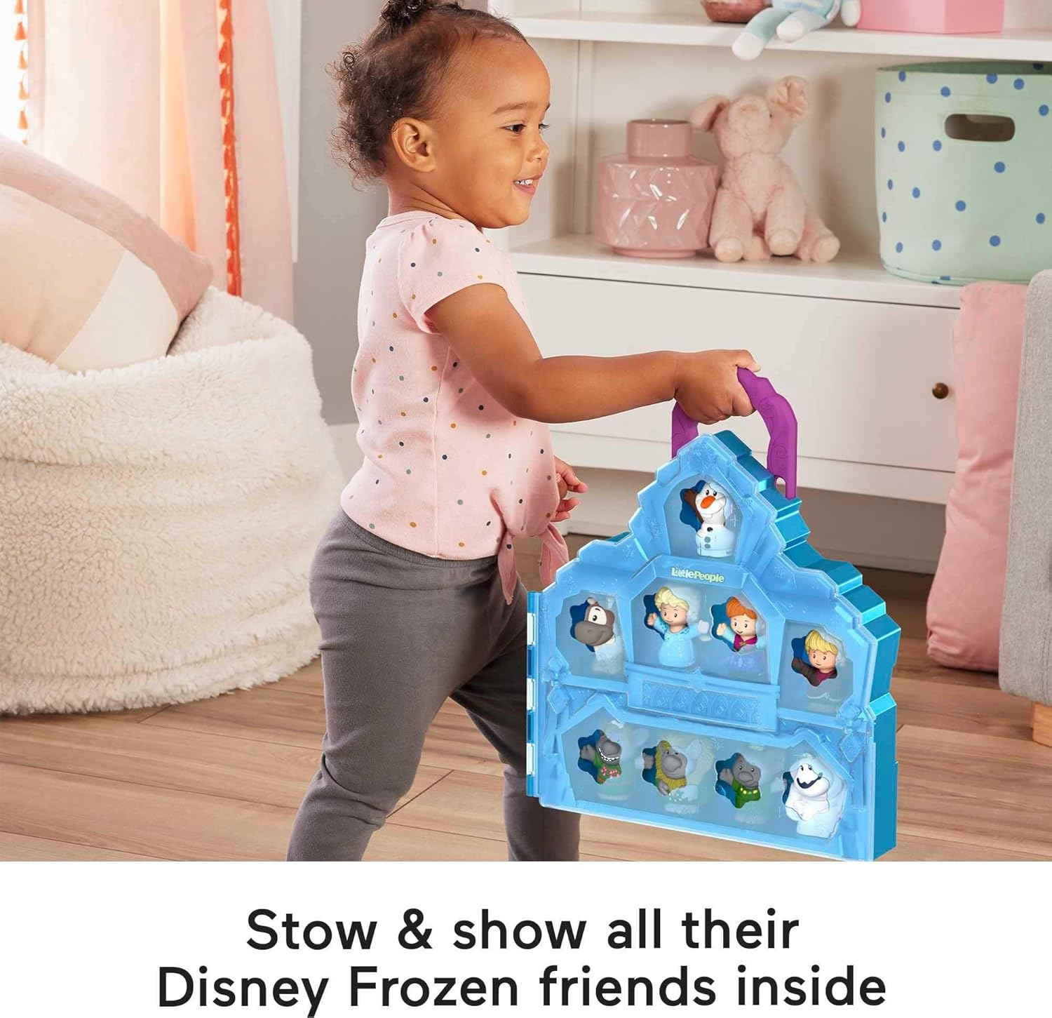 Fisher-Price Little People Toddler Playset Disney Frozen Carry along Castle Case with 9 Figures for Preschool Kids Ages 18+ Months image number 2