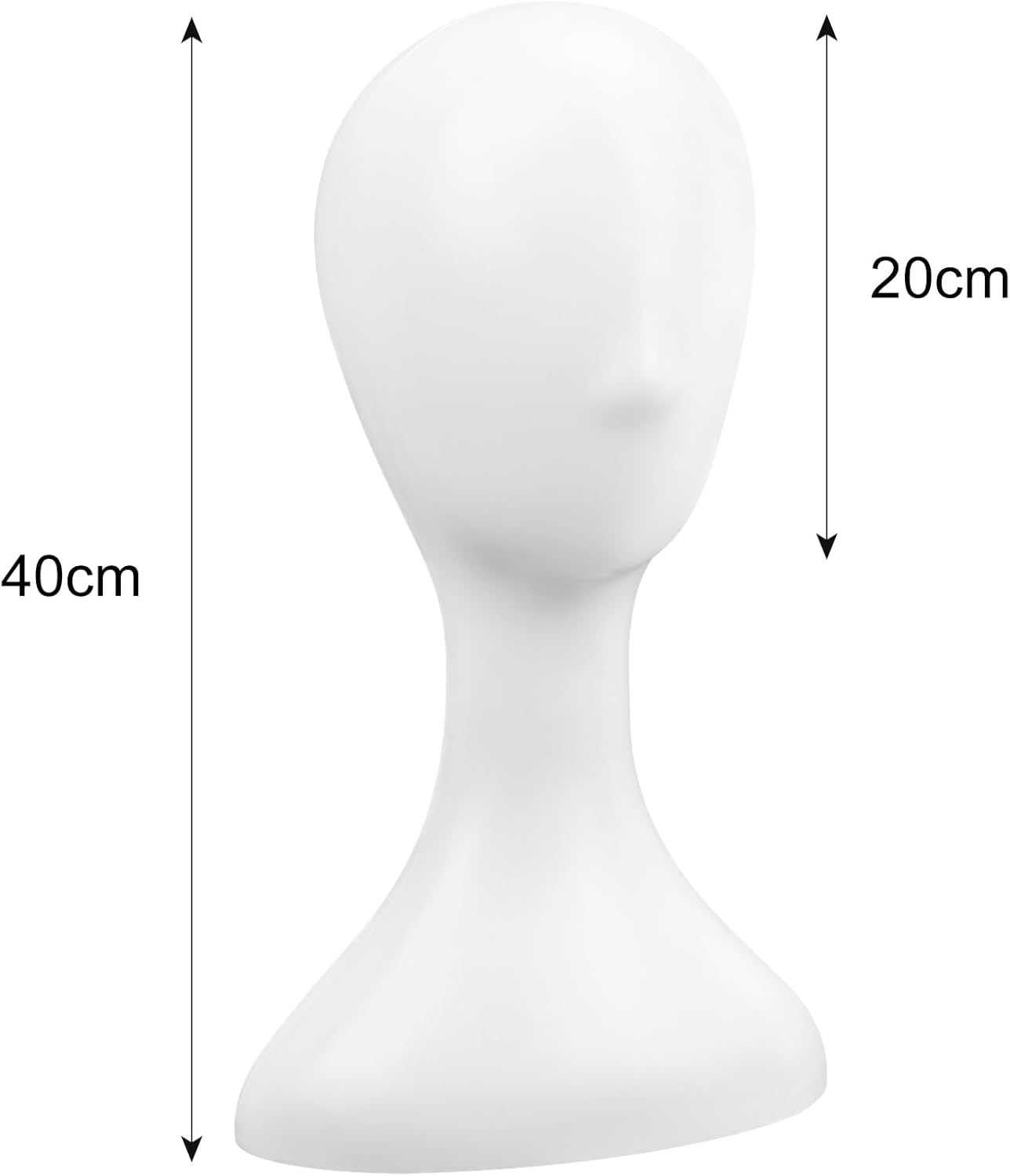 Youngly 40Cm Plastic Female Mannequin Wig Hat Scarf Manikin Head Model Display Stand Training Head (White) - White image number 6
