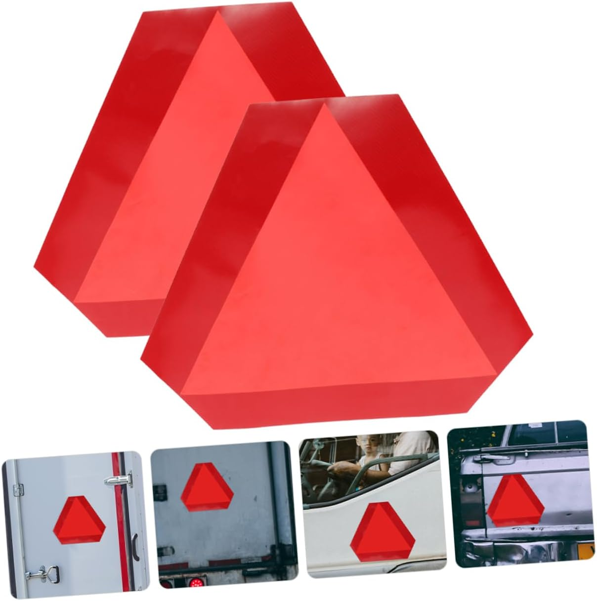 2Pcs Reflective Slow Moving Sign Triangle for Car Truck Trailer Dark Signs Road Reflectors image number 4