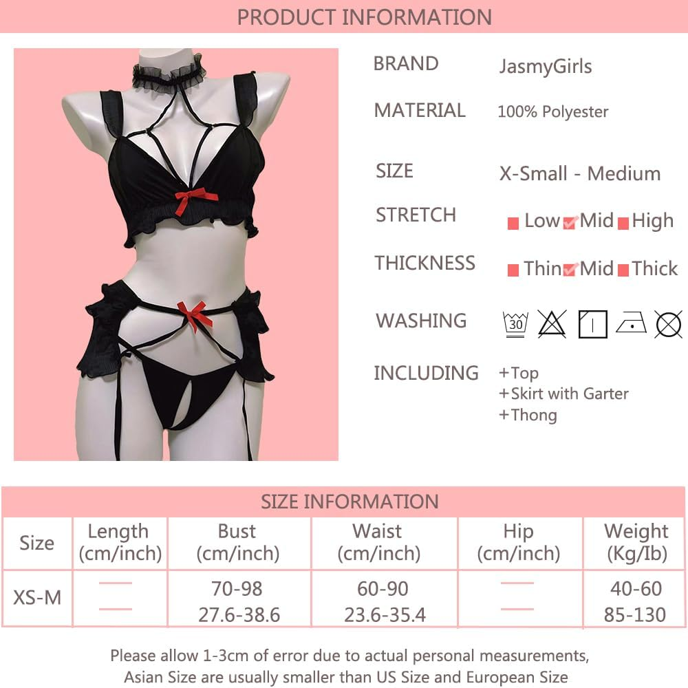 Sexy Cosplay Lingerie Outfit Kawaii Anime School Girl Costume Cute Lace Bra and Panty Lolita Underwear with Garter Belt image number 1