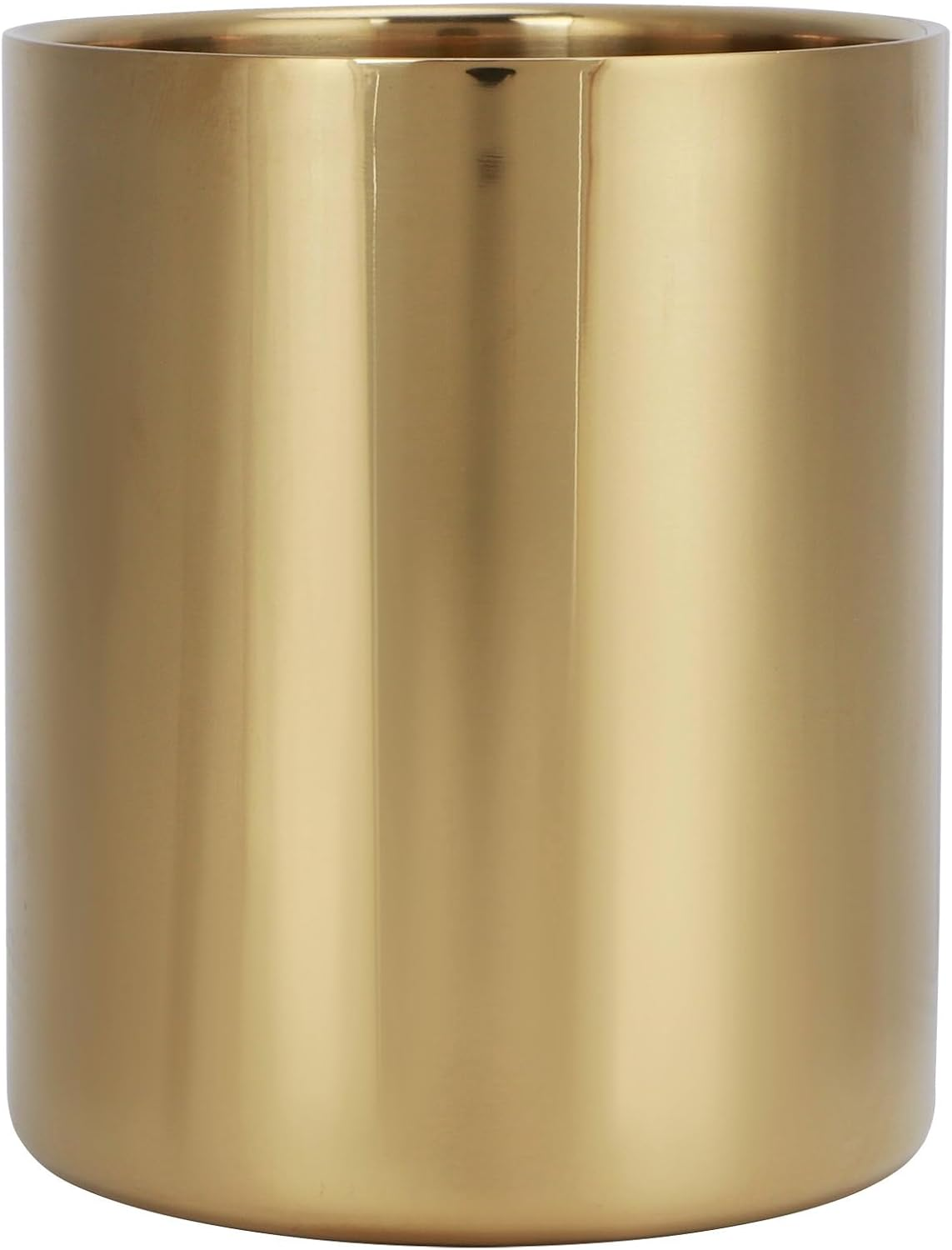 Stainless Steel Pencil Cup with Modern Design, Space-Saving, Multipurpose Organizer for Desk, Counters, Dressers, Tabletops, Premium Quality, Stable Placement (Gold) - Silver image number 2