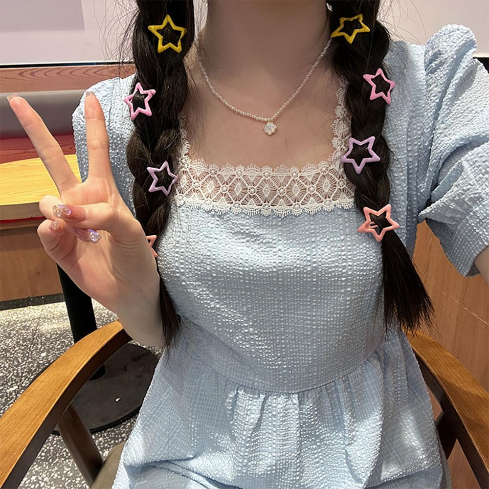 Pack of 40 Star Hair Clips, Colourful Stars Hair Clips, Women'S Small Pentagram Hair Clips, Adorable Cute Metal Five-Pointed Star Hair Clip for Women, Baby Hair Clips, Hair Accessories image number 3