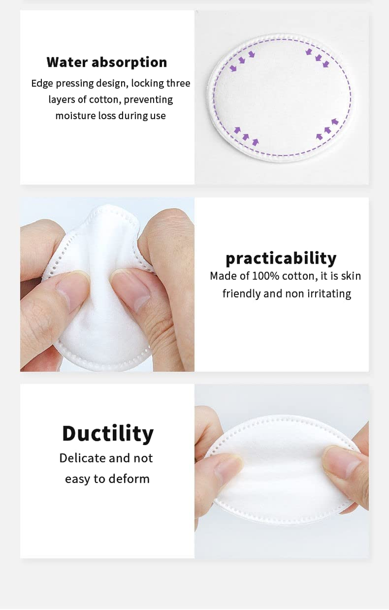 Pure Cotton Cotton Pad Absorbent and Textured Cotton Pads Are Makeup Remover Pads, Hypoallergeniclint Free,100% Cotton,(300 Count) image number 1