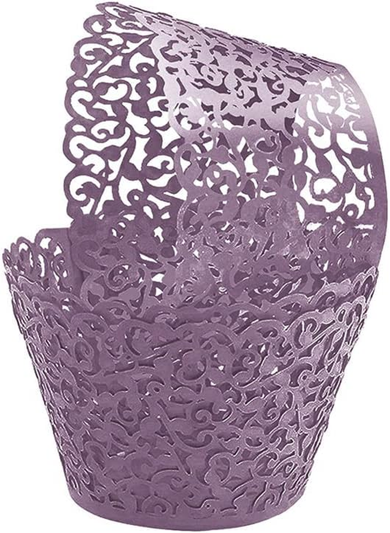 AIMALL 25Pcs Cupcake Wrappers | Artistic Bake Cake Paper Filigree Little Vine Lace Laser Cut Liner Baking Cup Wraps Muffin Casetrays for Wedding Party Birthday Decoration