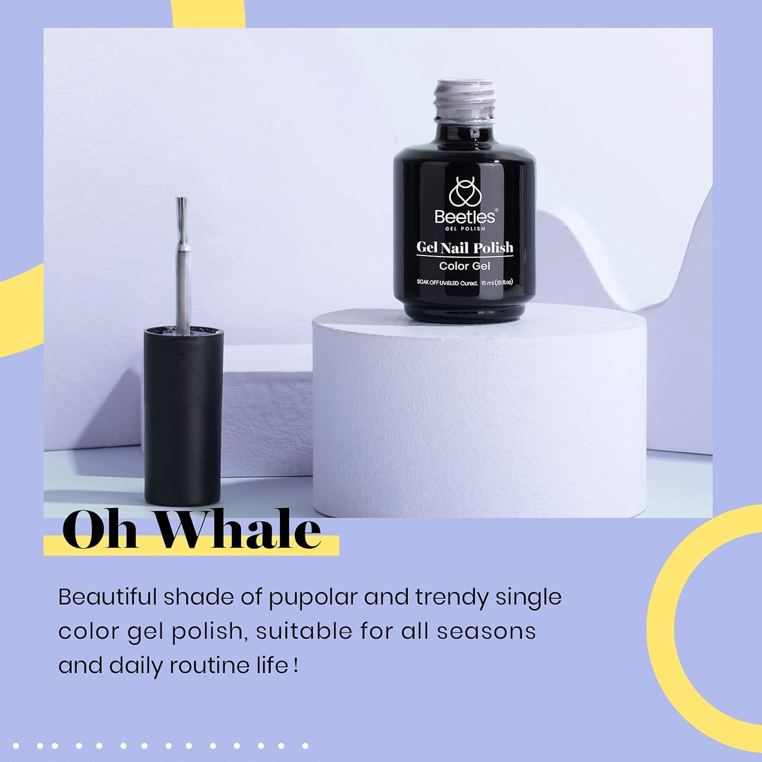 Beetles Gel Polish Oh Whale Gray Color Gel Nail Polish, 15Ml Spring Grey Gel Nail Soak off UV LED Nail Lamp Gel Polish Nail Art Manicure Salon DIY Home 0.5Oz Gel Nail Polish image number 4