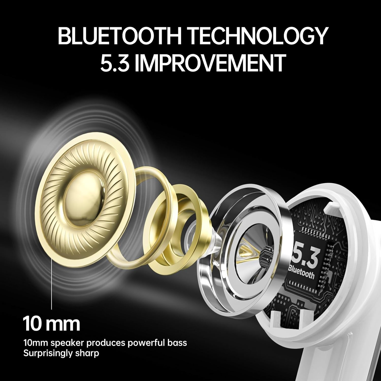 Wireless Earbuds Bluetooth 5.3 Headphones with 4 Noise Cancelling Mics, ANC ENC, Hifi Stereo Sound, LED Power Display, 40H Playtime &ndash; True Wireless Earphones AU (ANC+ENC, White) image number 3