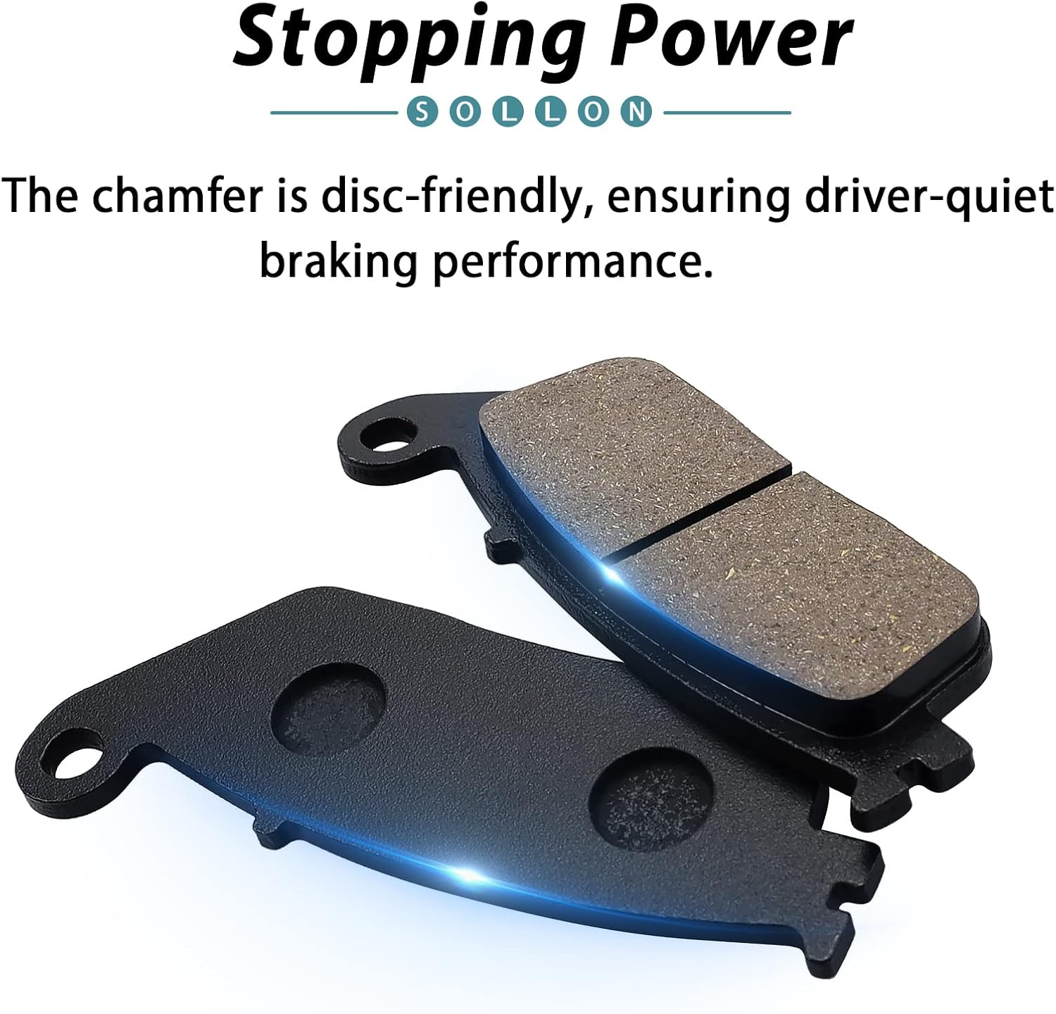 SOLLON Front and Rear Brake Pads for Kawasaki 650 Z650 ER 650 2017-2020 Z750 ZR 750 2007-2011 KLE650 Versys 650 2016-2020 for Honda 600 CB600F Hornet 1998-2006 CB600 Hornet S 2000-2004 CB750 1992-2002 image number 6