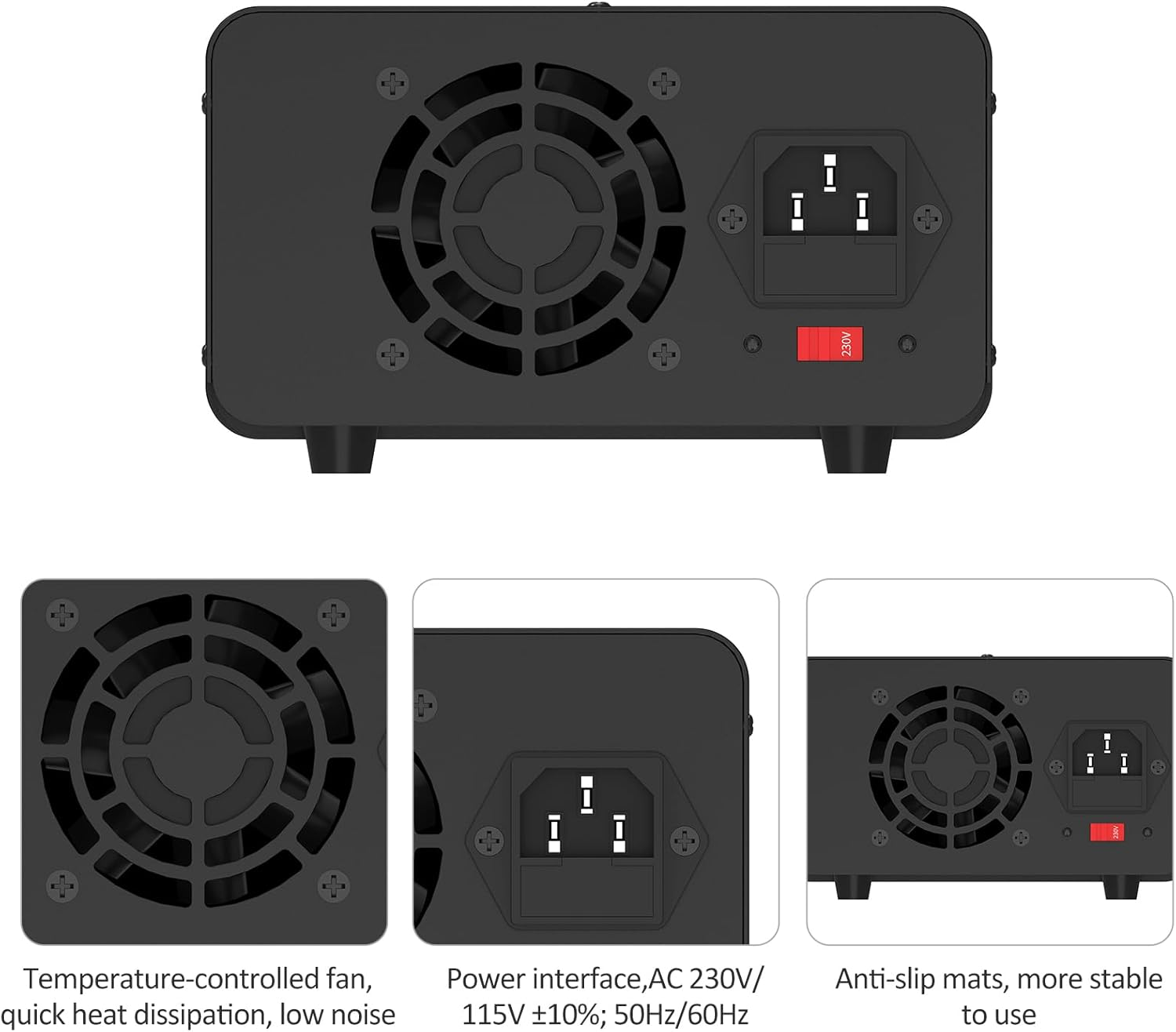 Domary Variable DC Power Supply 30V 10A Bench Power Supply with 4-Digits LED Display Adjustable Switching Power Supply with Encoder Adjustment Knob Output Enable/Disable Button image number 5