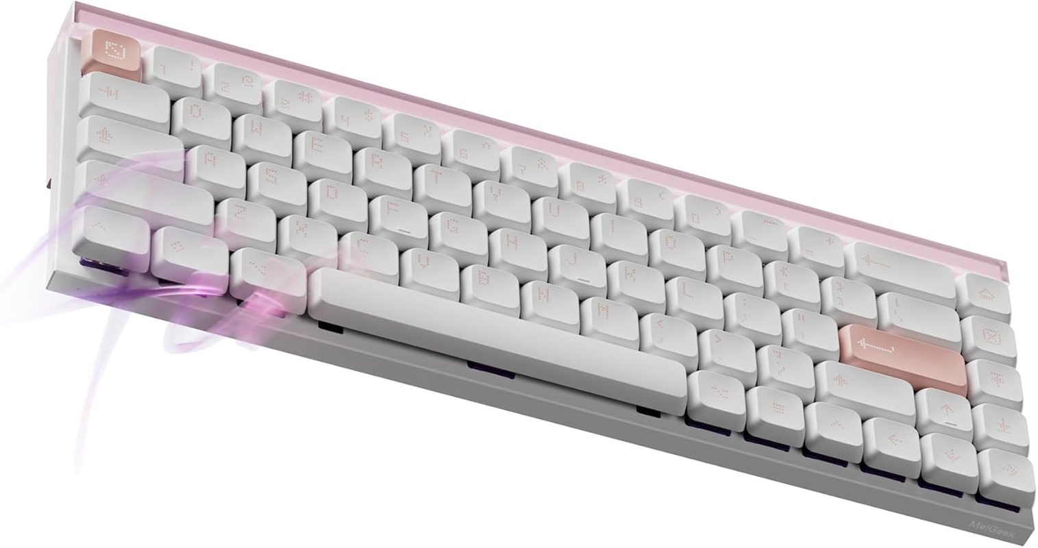 Melgeek MADE68 Air Wired Keyboard, Hall Effect Magnetic Switch Low-Profile Gaming Keyboard, 65% Compact Rapid Trigger, Hot-Swappable, RGB Snap Tap & Adjustable Actuation, Online HIVE Custom (Purple)