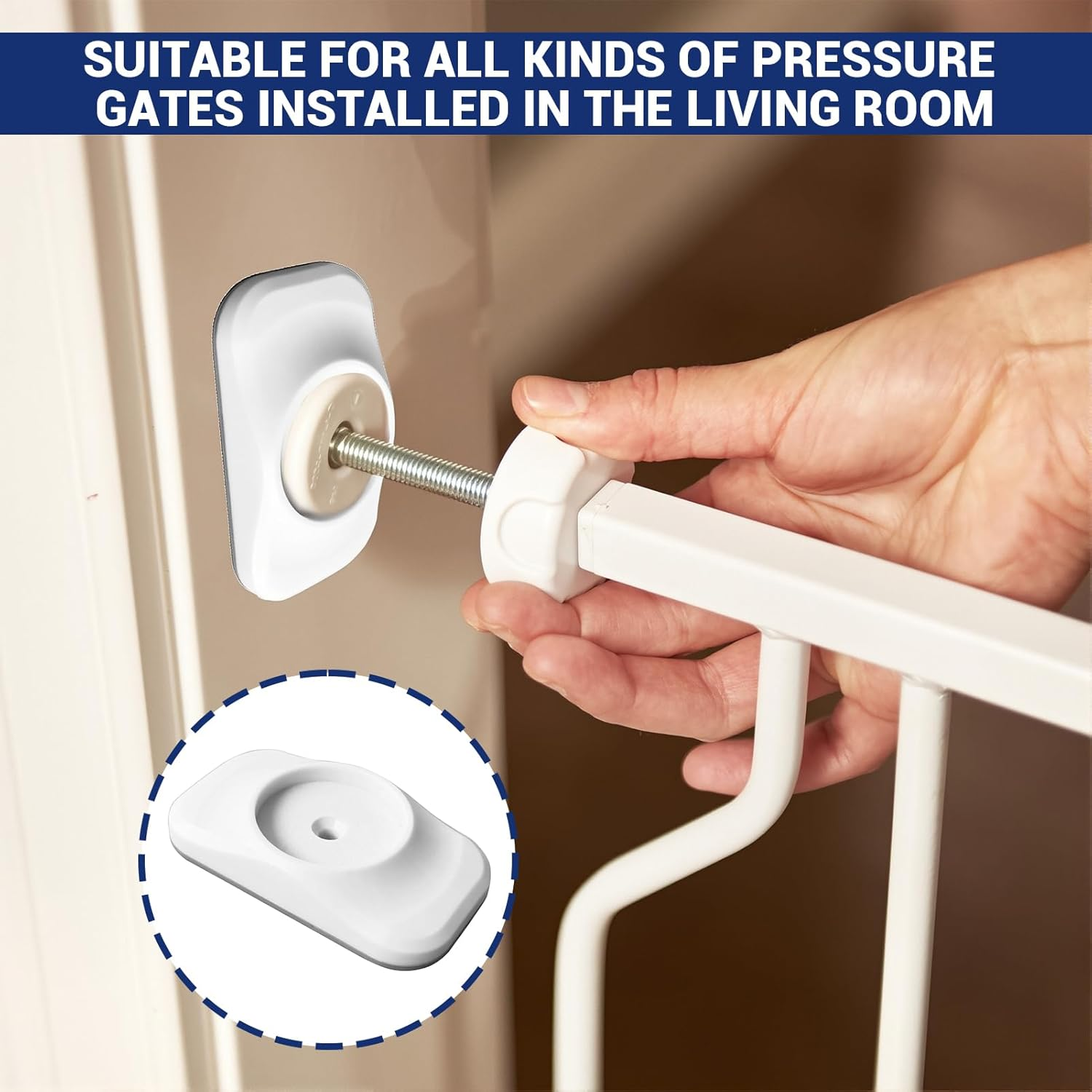 Baby Gate Protector, 4Pcs Retractable Baby Gate Protector, Dog Gate, Safety Gate Wall Protector, Child & Pet Proof Wall Saver for Pressure Mounted Gate, Doorways, Walls, Stairs, Baseboard