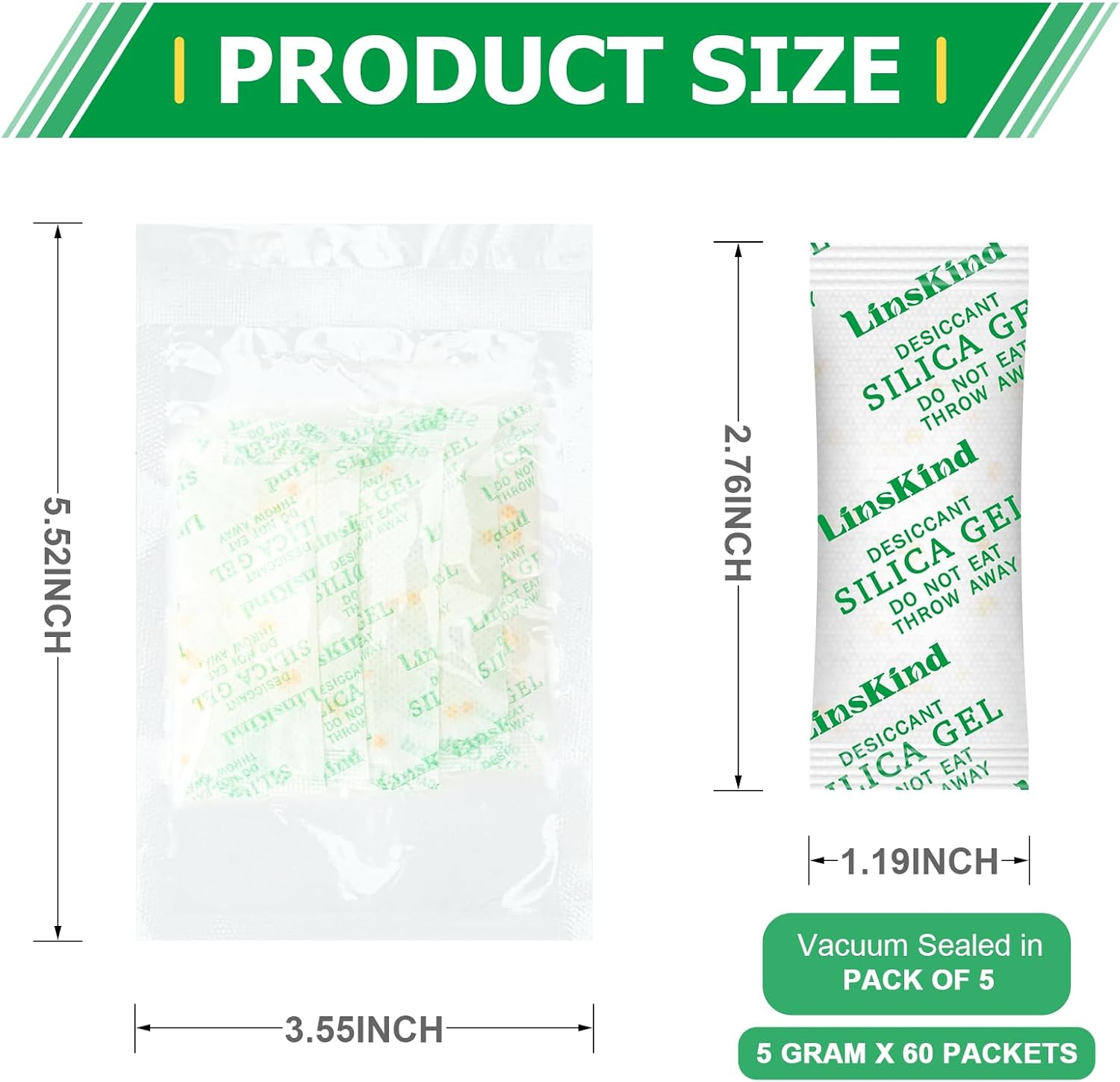 5 Gram [60 Packets] Food Grade Silica Gel Packets, Moisture Absorbers for Moisture Control - Protects Items from Moisture Damage image number 5