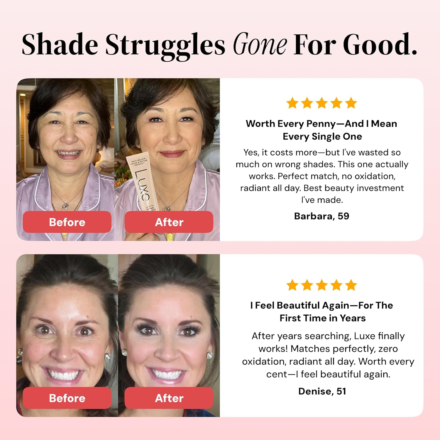 Luxe Color Changing Foundation for Women &ndash; Instantly Adapts to Your Skin Tone &ndash; Buildable Light-To-Medium Coverage &ndash; 12-Hour Wear &ndash; Natural Dewy Finish image number 3