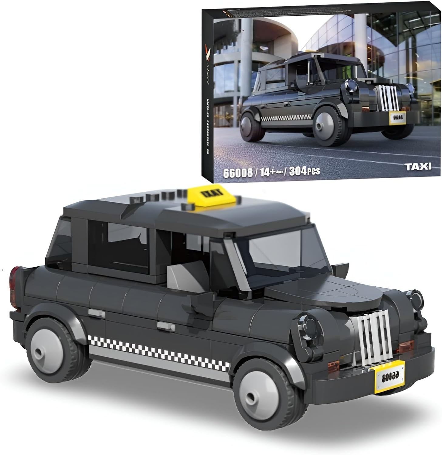 Technik British Taxi Building Blocks Set, 304 Pieces, Retro Taxi Clamping Blocks, Sports Car Toy Kits, Model Car Gift for Adults and Children, Compatible with L image number 2