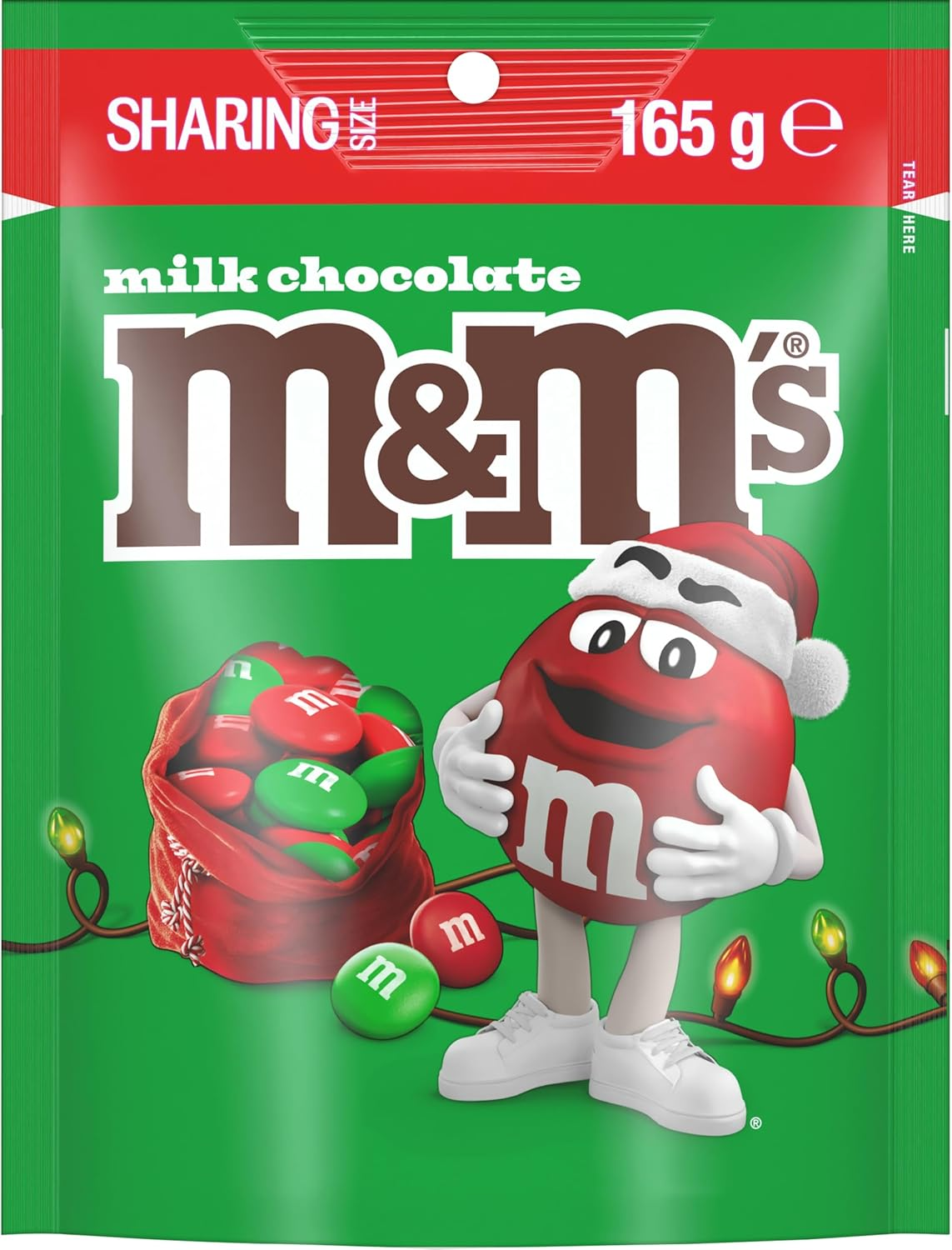 M&M&rsquo;S Christmas Red & Green Milk Chocolate Snack Bag 165G