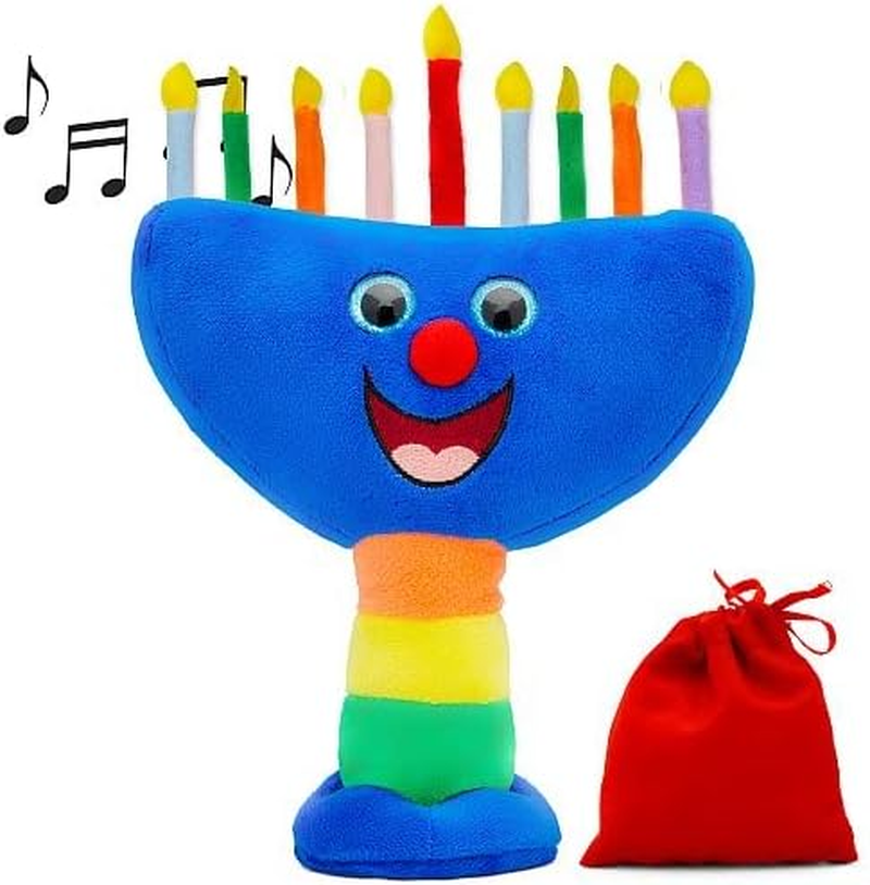 Aviv Judaica Plush Hanukkah Menorah - Musical Menorah Plays 2 Classic Hanukkah Melodies Includes Removable Candles & Candle Bag image number 2