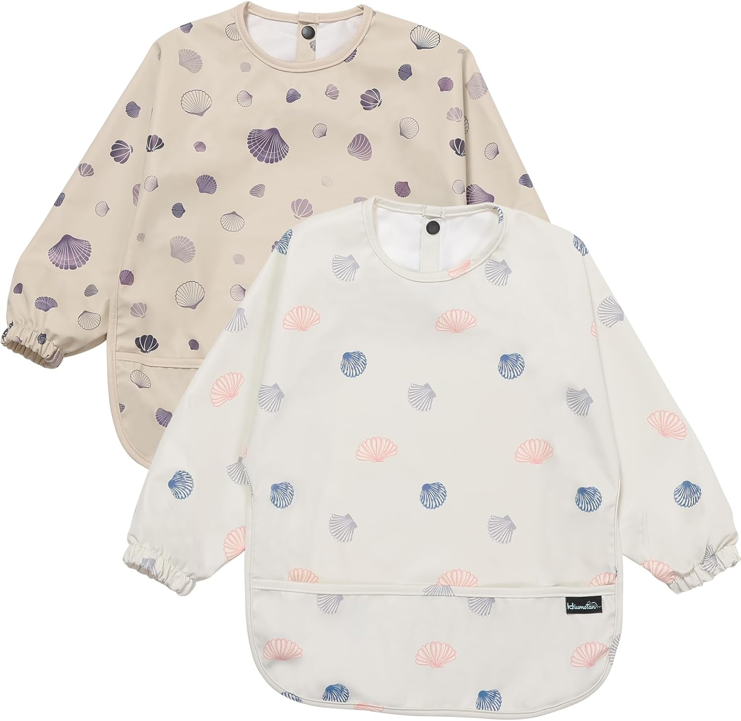 Feeding Bib with Long Sleeves & BLW 2PCS, Soft and Skin-Friendly Material, Coverall Bibs for Baby Feeding, Waterproof and Easy to Clean & Machine Washable, for Infant Toddlers (Yellow)