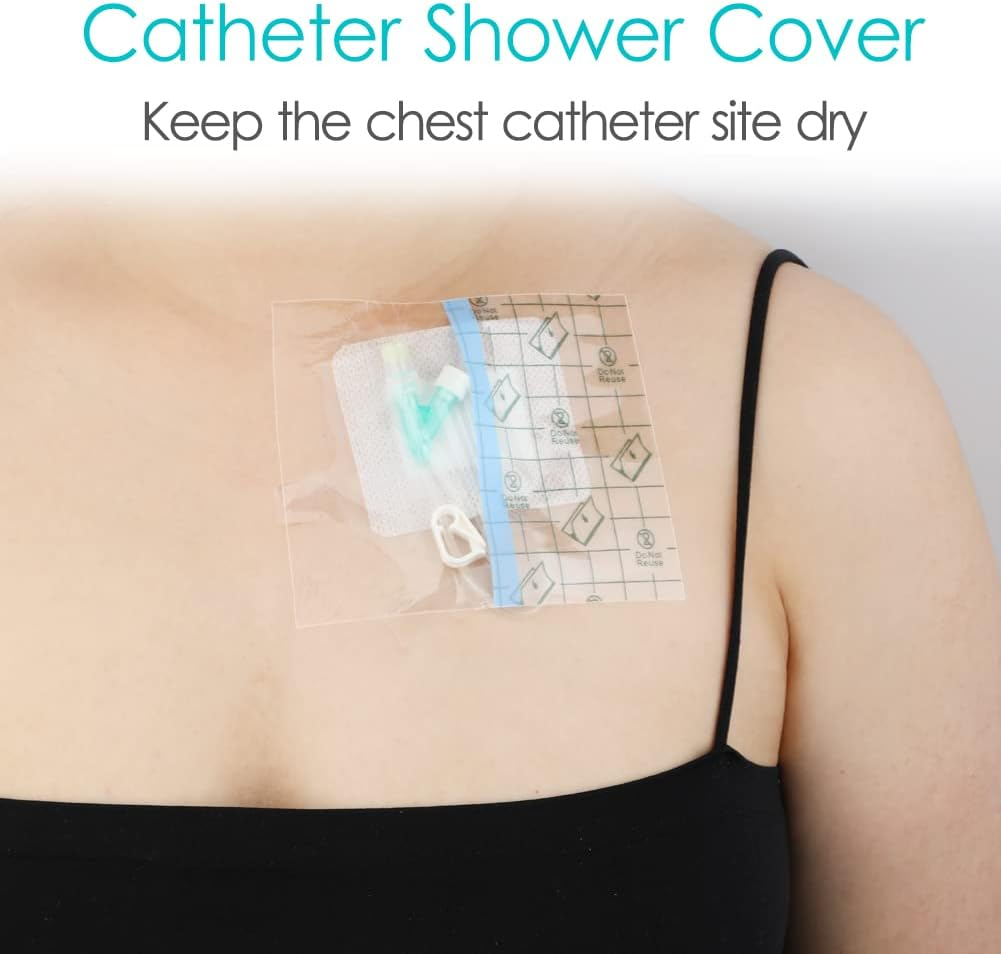 6"X6" Peritoneal Dialysis Catheter Ostomy Shower Cover Waterproof Shield Central Line, G Tubes Feeding/J Transparent Wound Protector Chest Port, 50PCS image number 3