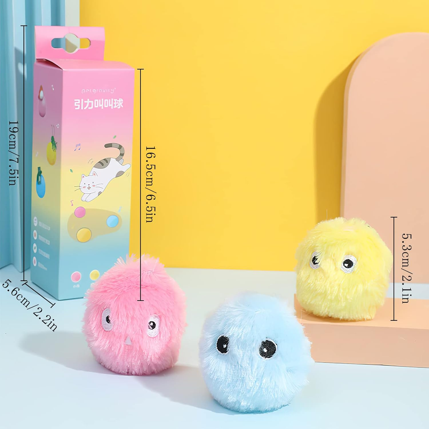 HENGBIRD Pack of 3 Cat Balls Interactive Cat Toy Ball with Sound Kitten Toy Plush Balls Cat Toy Balls with Lifelike Animal Sounds for Indoor Kittens Kitty Puppy image number 4