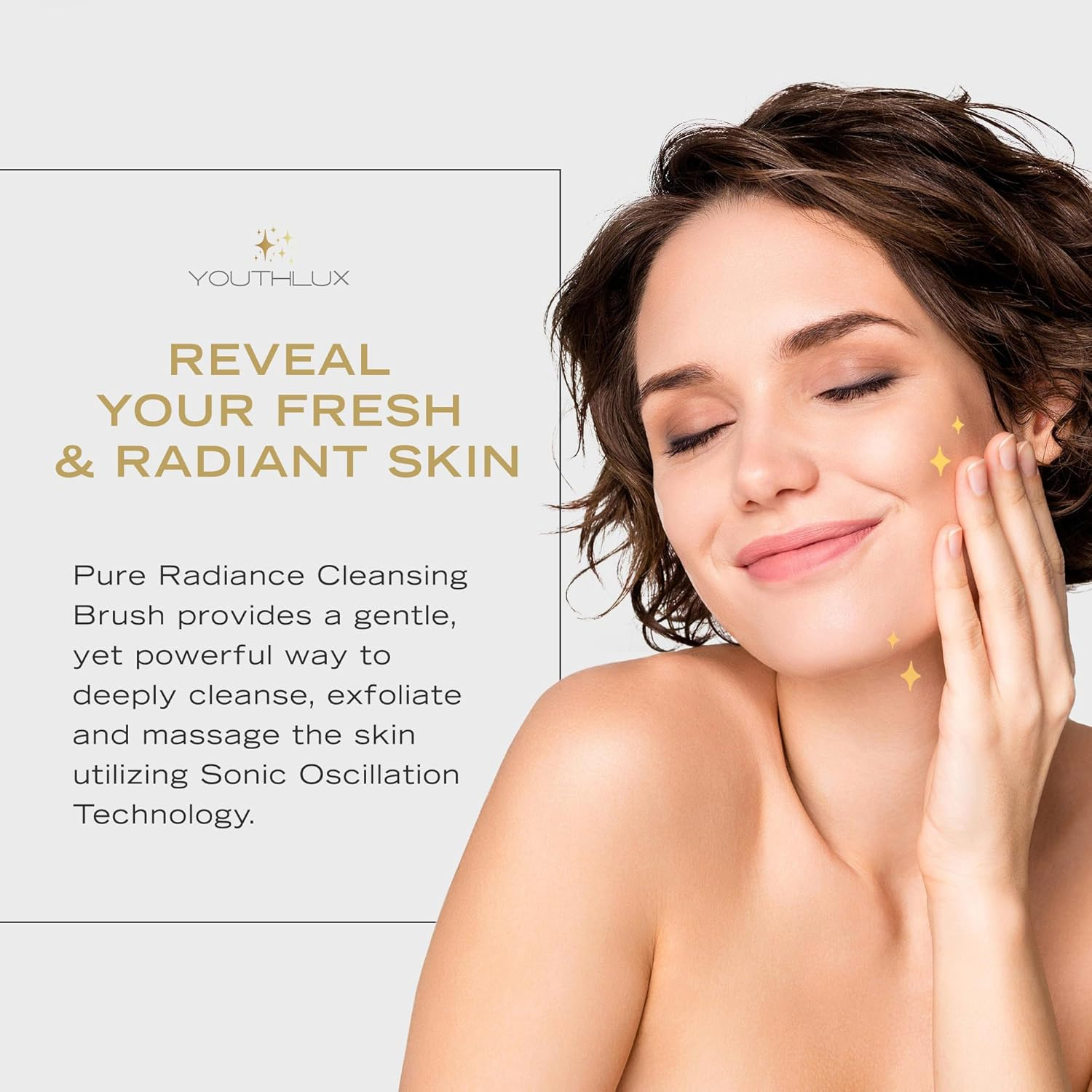 YOUTHLAB Pure Radiance Sonic Facial Cleansing Brush, Vibrating, Electric, 3 Modes, 3 Brush Heads (2 Bristle,1 Silicone), Waterproof, Rechargeable, Exfoliating, Massage, Acne, Black Heads (Black) image number 4