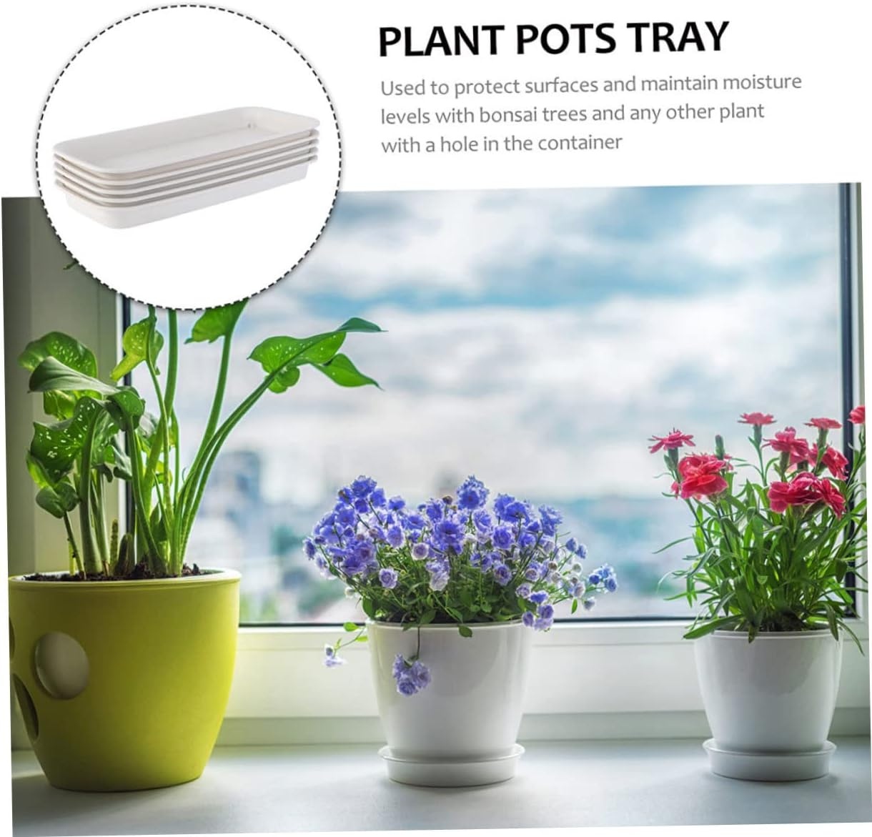 VANZACK 4Pcs Rectangular Flowerpot Trays for Indoor and Outdoor Gardening Lightweight Drip Saucer Plates to Prevent Soil and Water Spills Special