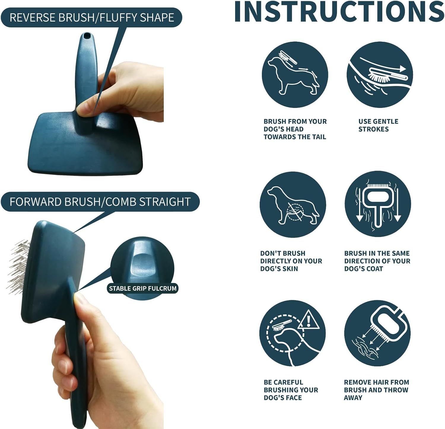 YIRU Goldendoodle & Poodle Brush for Dog Grooming,Slicker Dog Brush for Doodle Dogs,Long/Curly-Haired Dog Brushes,Large Dog Slicker Brush for Removing Loose Hair,Undercoat