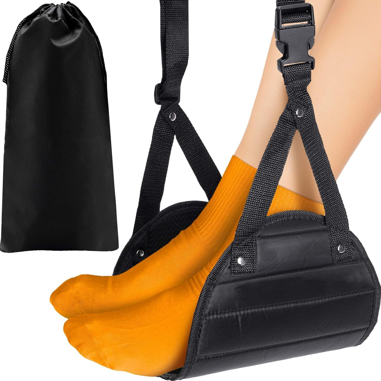 Foot Rest Cushion, Travel Foot Rest Adjustable Height, Prevent Swelling and Soreness, Provides Relaxation and Comfort, for Plane/Train/Bus/Office（Black） image number 1