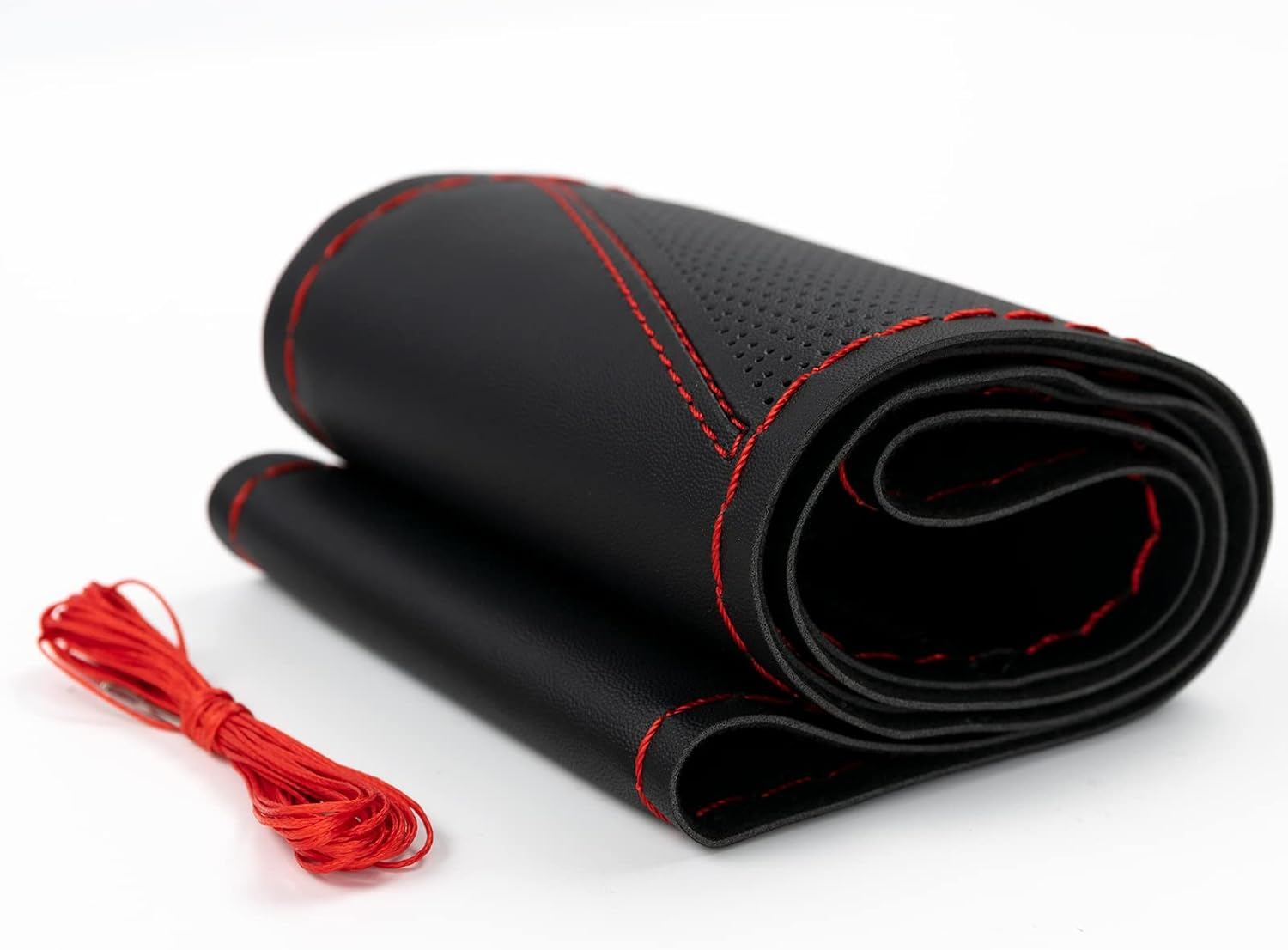 AUTOXBERT Sports Style Hand Sew Steering Wheel Cover Microfiber Leather Car Auto Steering Wheel Cover Stitch on Wrap for Cars, Suvs, Trucks and Autos