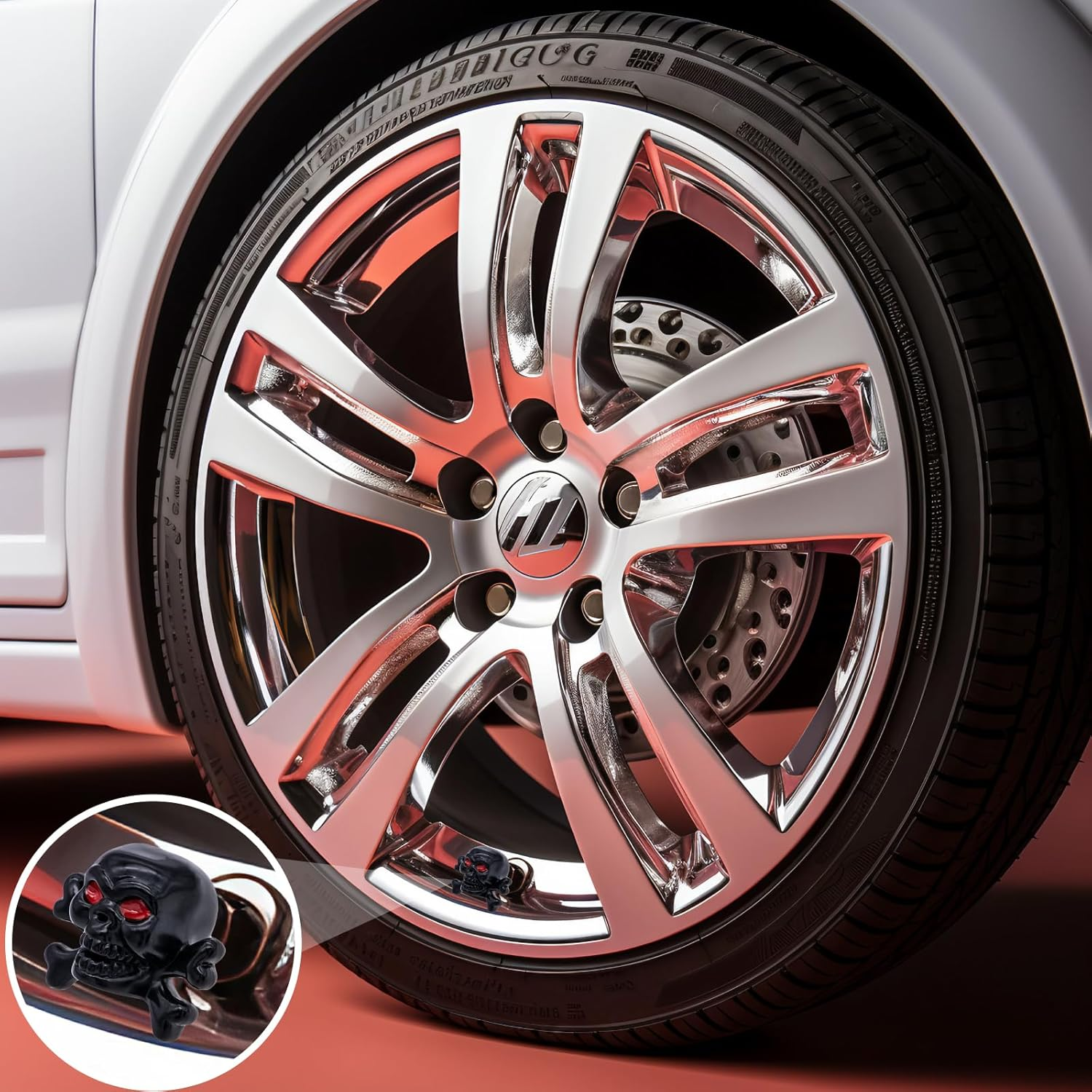 MEAJOO 4PCS Skull Style Tire Valve Stem Caps, Dustproof Wheel Valve Covers Accessories, with Rubber O-Ring, Universal for Cars, Suvs, Bike, Bicycles,Trucks and Motorcycles (Black) image number 3