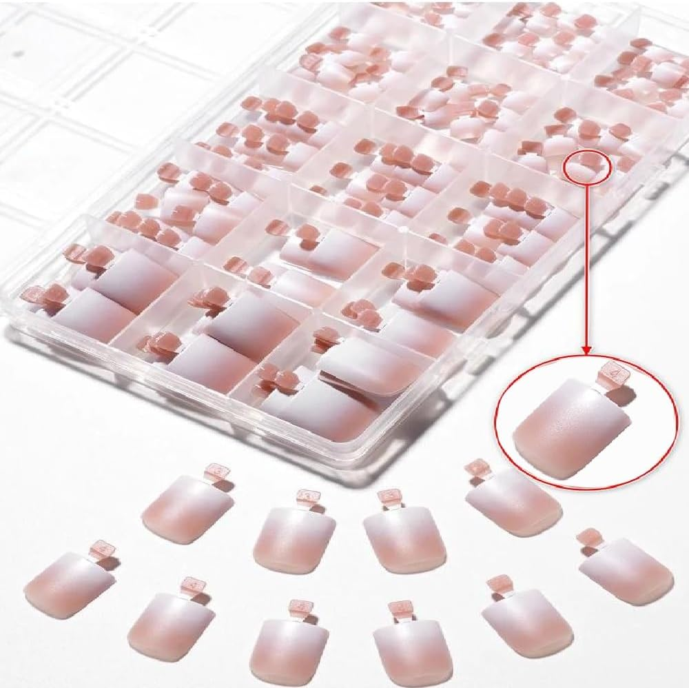 French Tip Press on Toenails, 150Pcs Soft Gel False Toenails Full Cover Acrylic, Square Pre Designed DIY Toe Nail Extensions for Women (518-390-2 * 150Pcs) - 518-3391-1*150Pcs image number 3