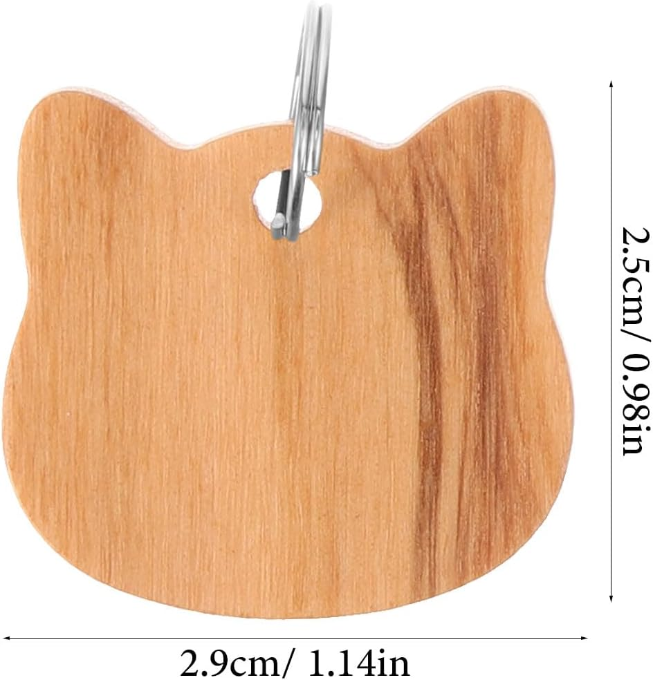 LUOZZY 3Pcs Pet Wooden ID Tag DIY Cat Head Shape Name Tag Puppy Blank Dog ID Tag Pendant Pet Accessories image number 5