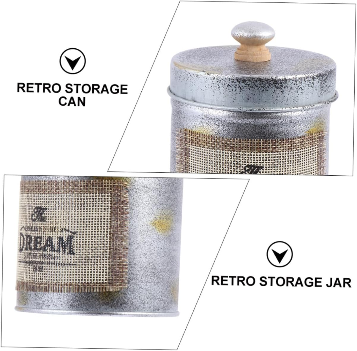 RORPOIR 2Pcs Retro Iron Storage Jar Lid Vintage Iron Kitchen Canister for Home Decor and Photography Props image number 1