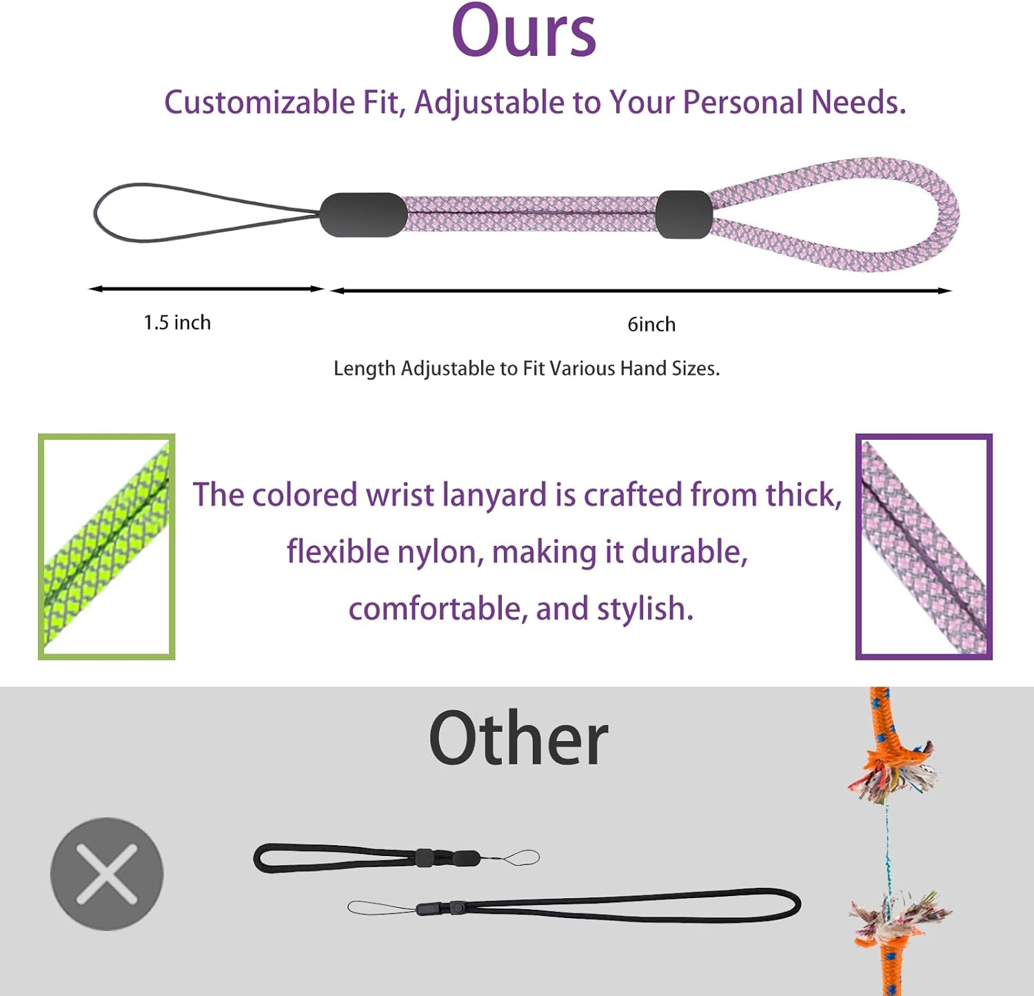 ONBPIY 8 Pack Colorful Wrist Straps Mobile Phone Lanyard Adjustable for Camera Keys USB Drive image number 4