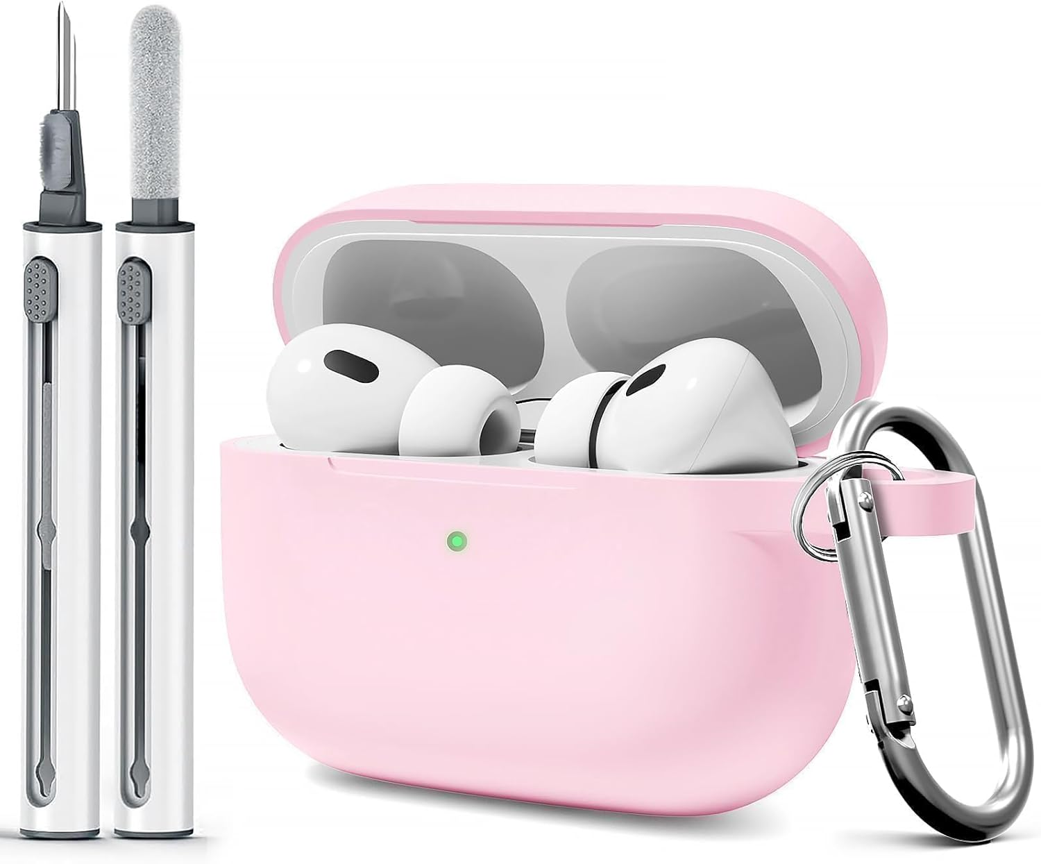 For Airpods Case Cover, Come with Cleaner Kit, Soft Silicone Protective Cover with Buckle, Compatible with Apple Airpods 2Nd 1St Generation Charging Case, Front LED Visible, Sky Blue