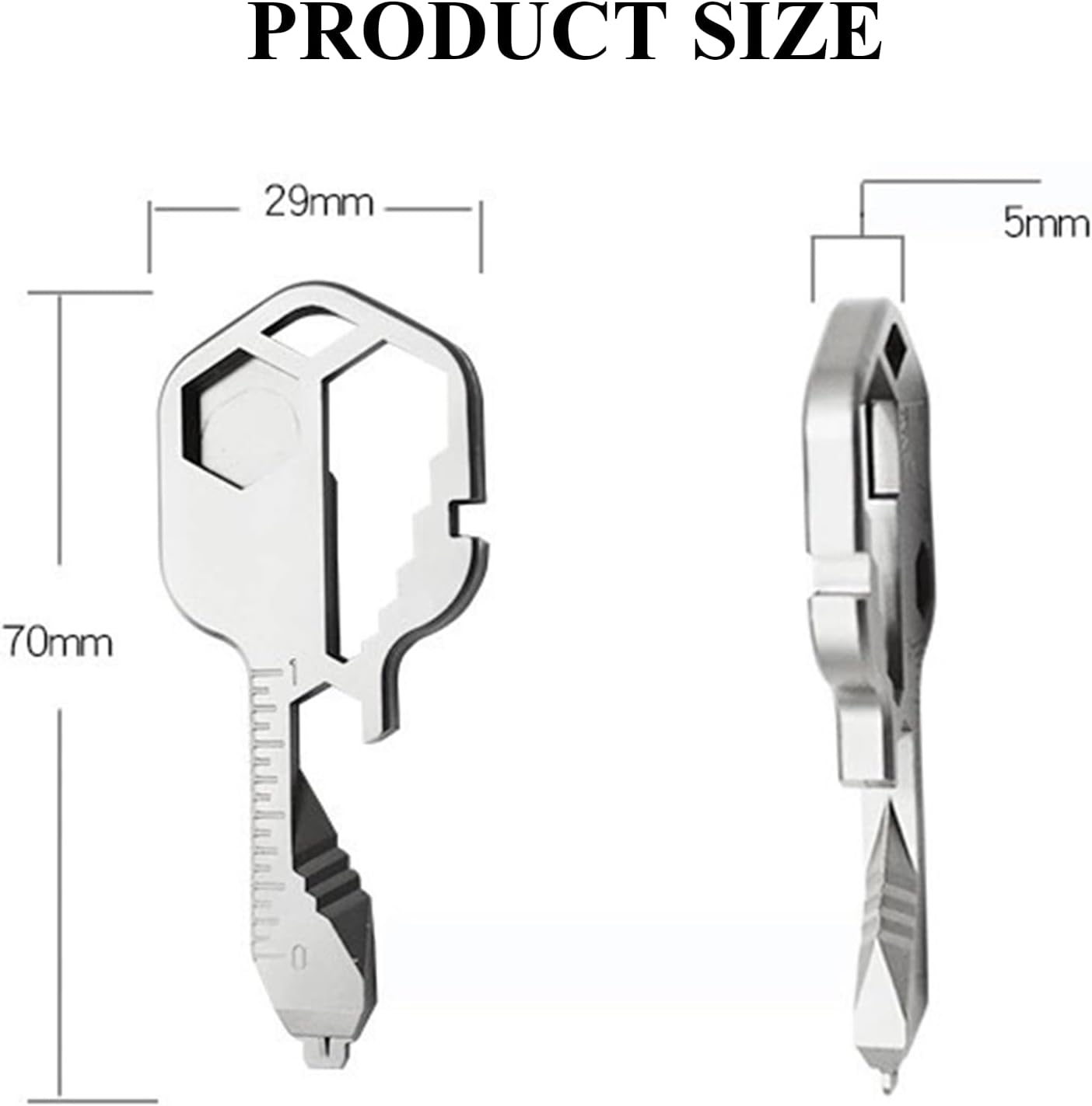 Rhoyee 24-In-1 Multi Tool Key &ndash; Stainless Steel EDC Keychain Tool with Screwdrivers, Wrenches, Bottle Opener, Box Cutter &ndash; Compact Pocket Tool for Travel, Camping, and Everyday Use image number 1