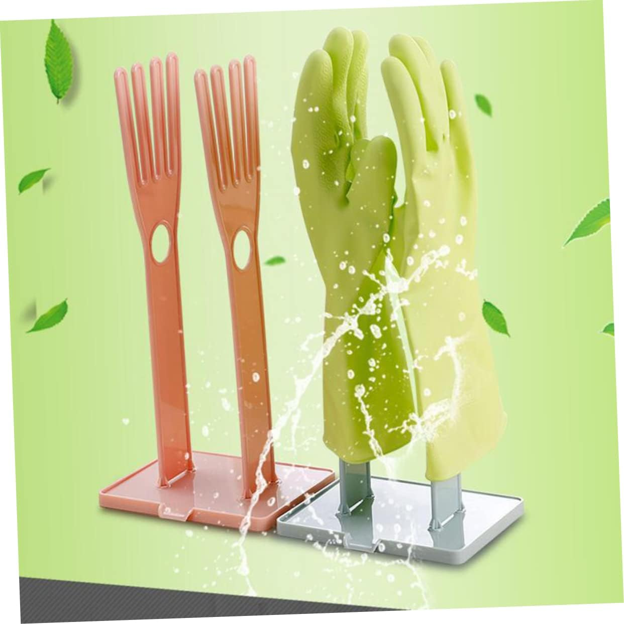 OKUMEYR Creative Gloves Rack for Kitchen Bathroom Rubber Glove Drying Storage Holder Drain Towel Rack Pink Modern Design for Dish Drying and Hanging Storage image number 3